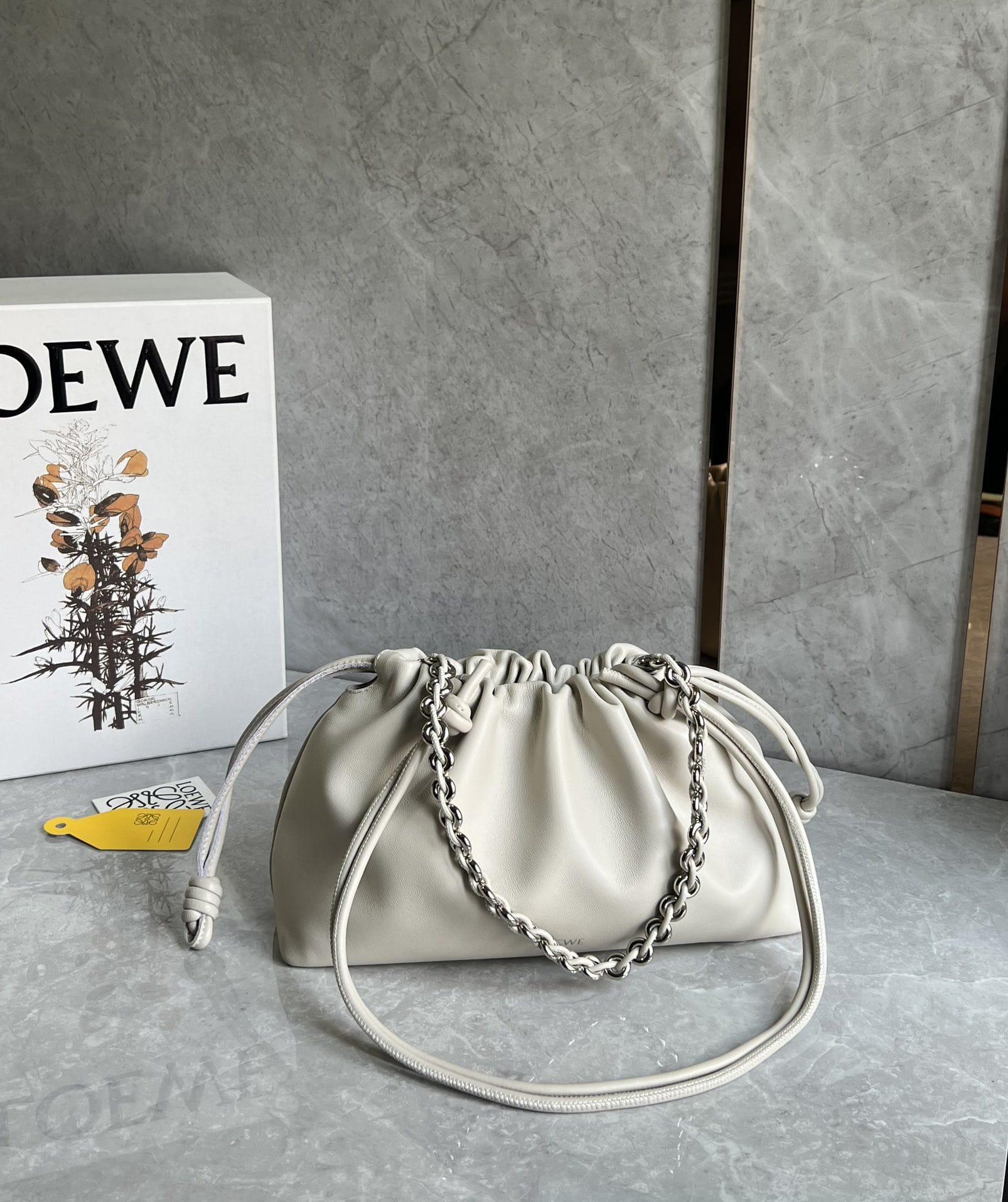 LOEWE Medium Flamenco Purse Bag In Mellow Nappa Lambskin - Sea Salt