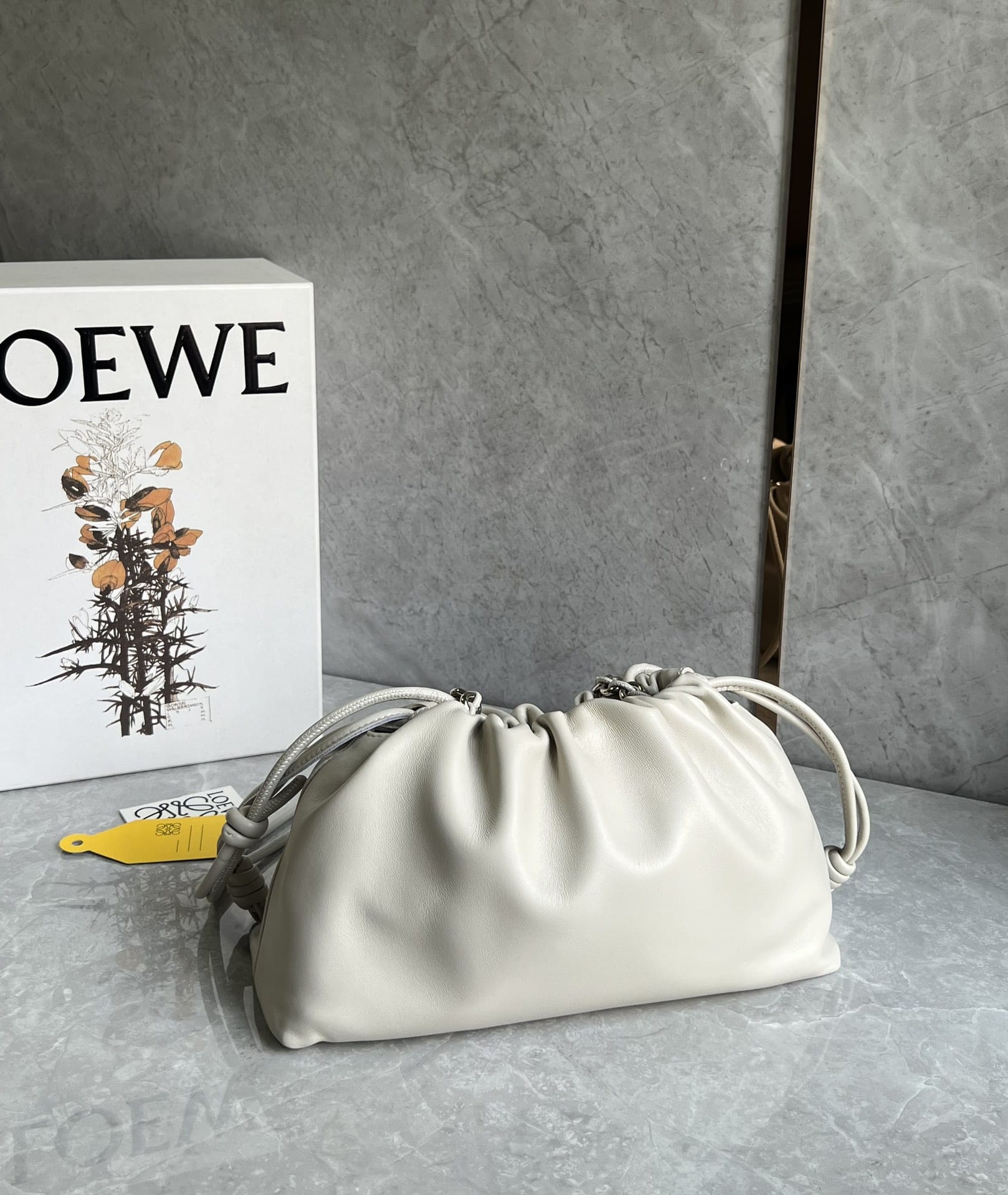 LOEWE Medium Flamenco Purse Bag In Mellow Nappa Lambskin - Sea Salt