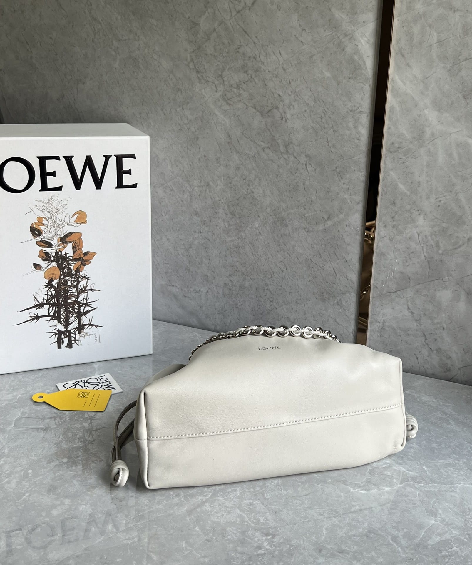 LOEWE Medium Flamenco Purse Bag In Mellow Nappa Lambskin - Sea Salt