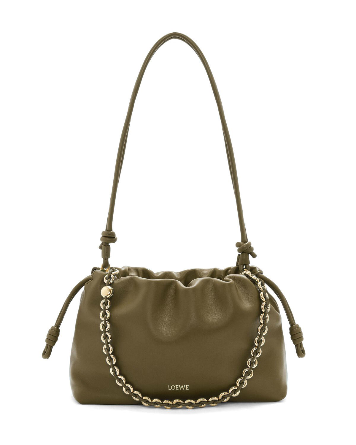 LOEWE Medium Flamenco Purse Bag In Mellow Nappa Lambskin - Dark Khaki Green