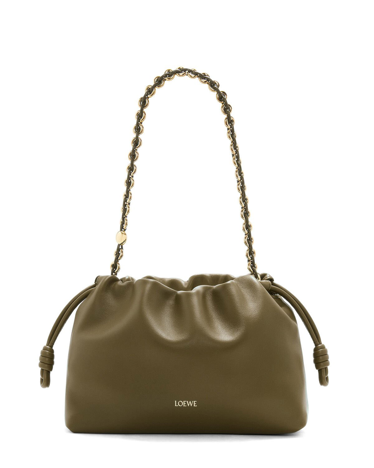 LOEWE Medium Flamenco Purse Bag In Mellow Nappa Lambskin - Dark Khaki Green