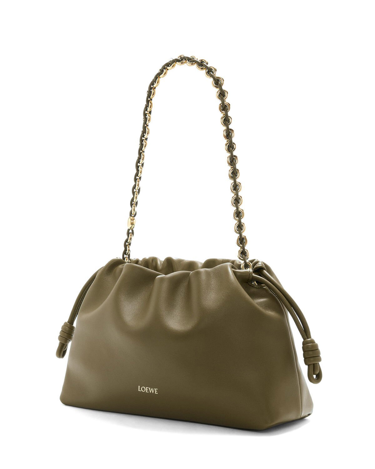 LOEWE Medium Flamenco Purse Bag In Mellow Nappa Lambskin - Dark Khaki Green