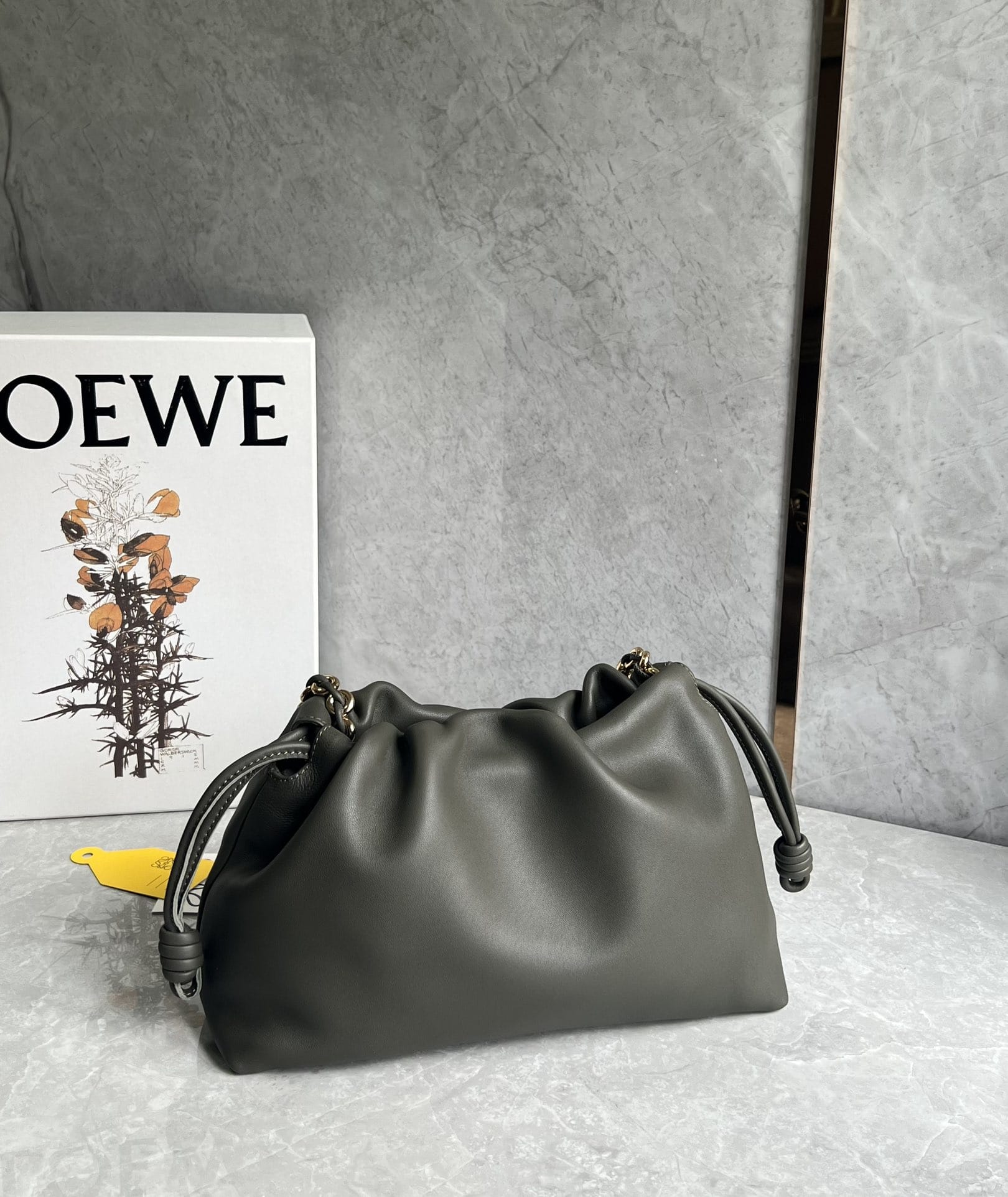 LOEWE Medium Flamenco Purse Bag In Mellow Nappa Lambskin - Dark Khaki Green