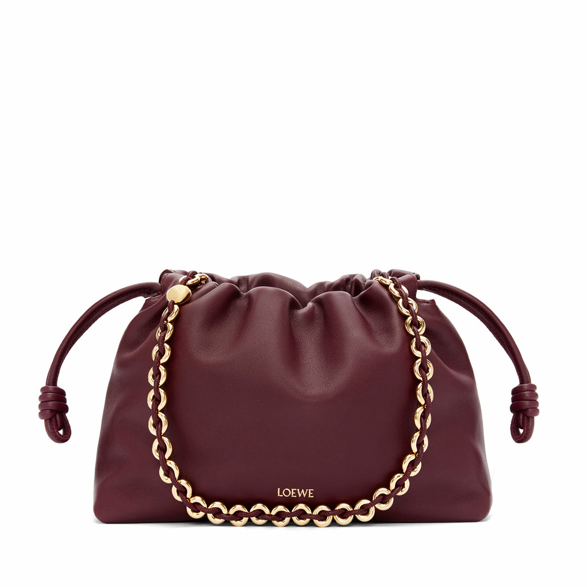 LOEWE Medium Flamenco Purse Bag In Mellow Nappa Lambskin - Dark Burgundy