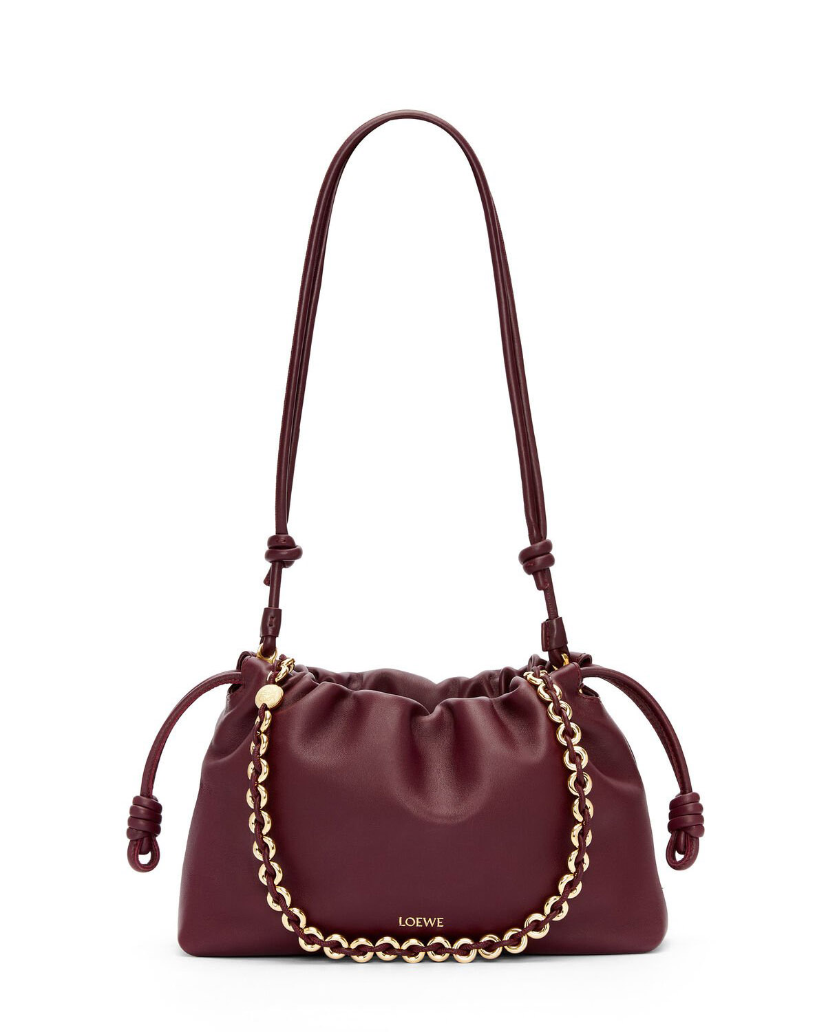 LOEWE Medium Flamenco Purse Bag In Mellow Nappa Lambskin - Dark Burgundy