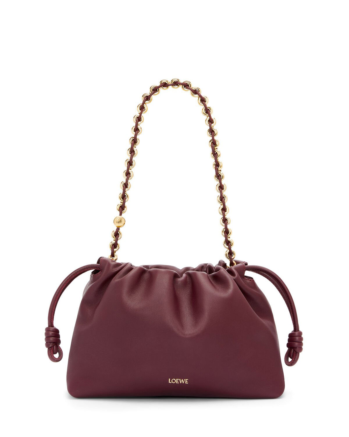 LOEWE Medium Flamenco Purse Bag In Mellow Nappa Lambskin - Dark Burgundy