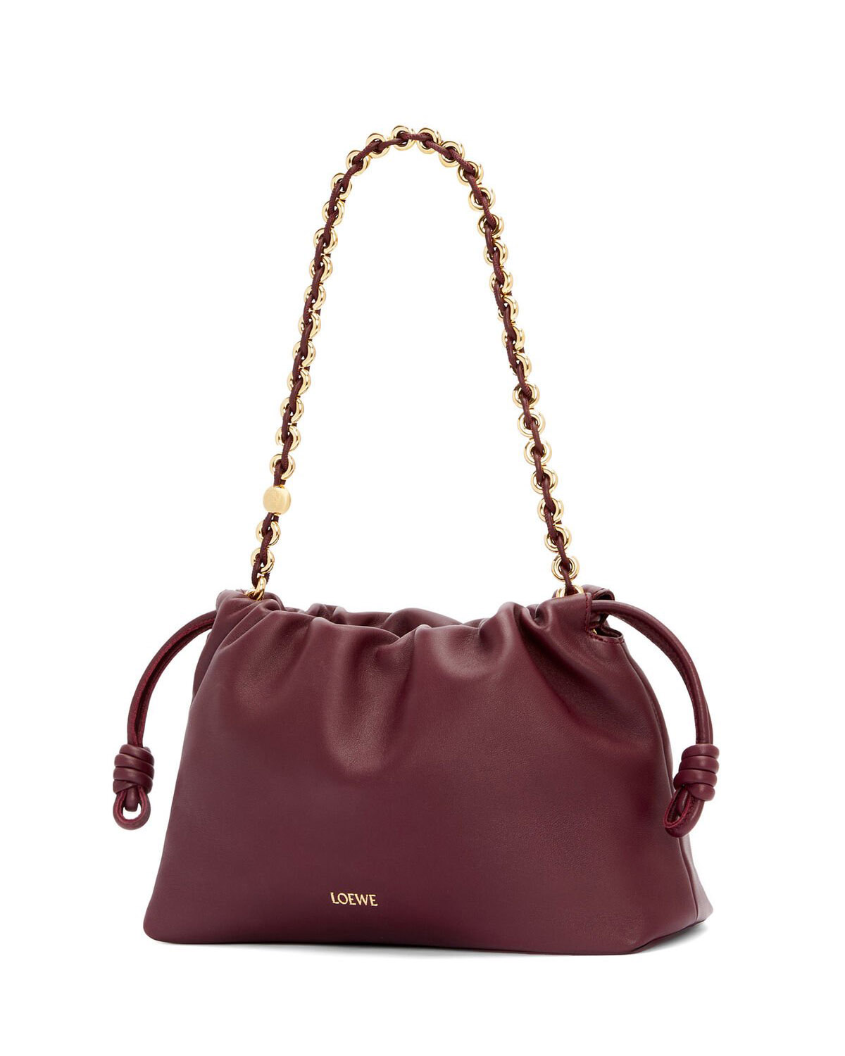 LOEWE Medium Flamenco Purse Bag In Mellow Nappa Lambskin - Dark Burgundy