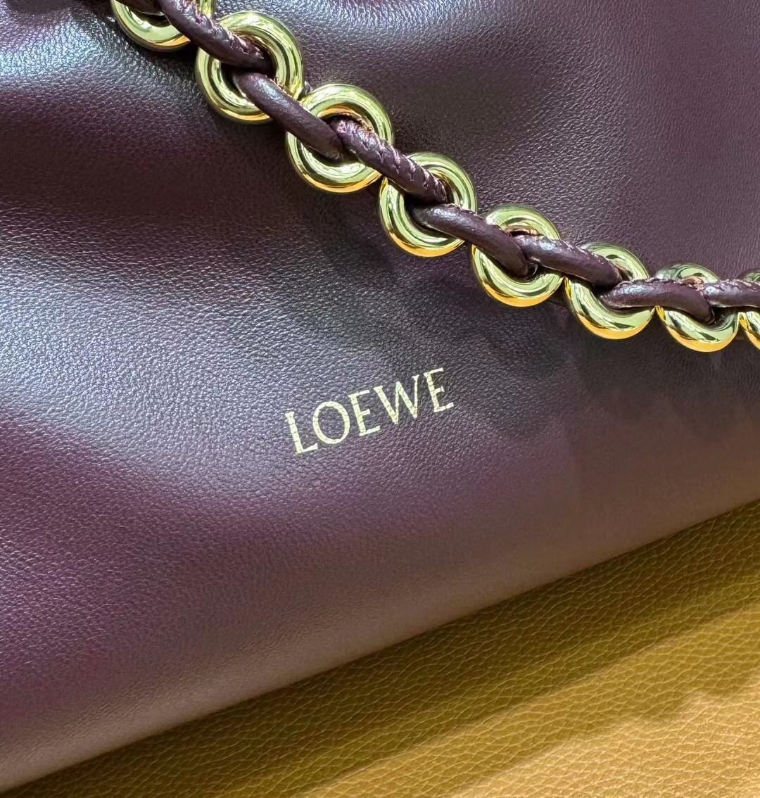 LOEWE Medium Flamenco Purse Bag In Mellow Nappa Lambskin - Dark Burgundy