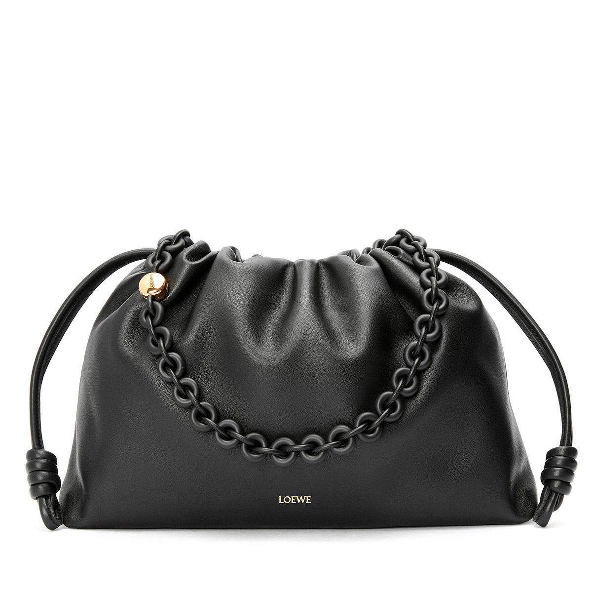 LOEWE Large Flamenco Purse Bag In Mellow Nappa Lambskin - Black