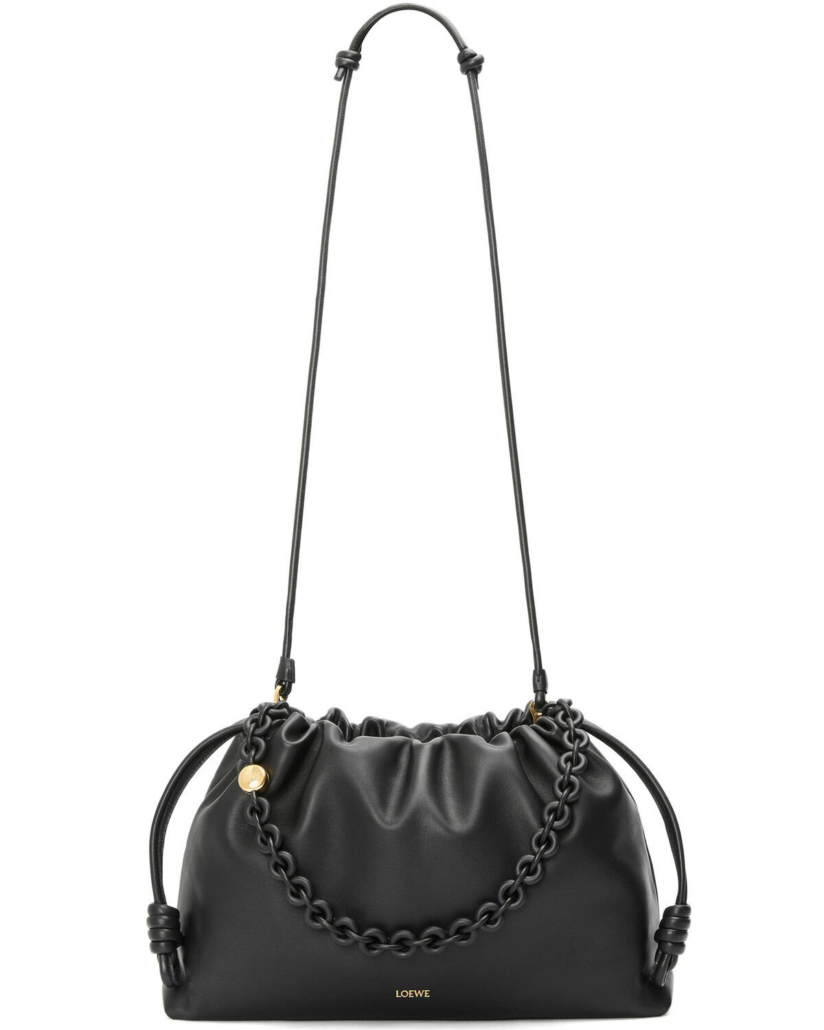 LOEWE Large Flamenco Purse Bag In Mellow Nappa Lambskin - Black