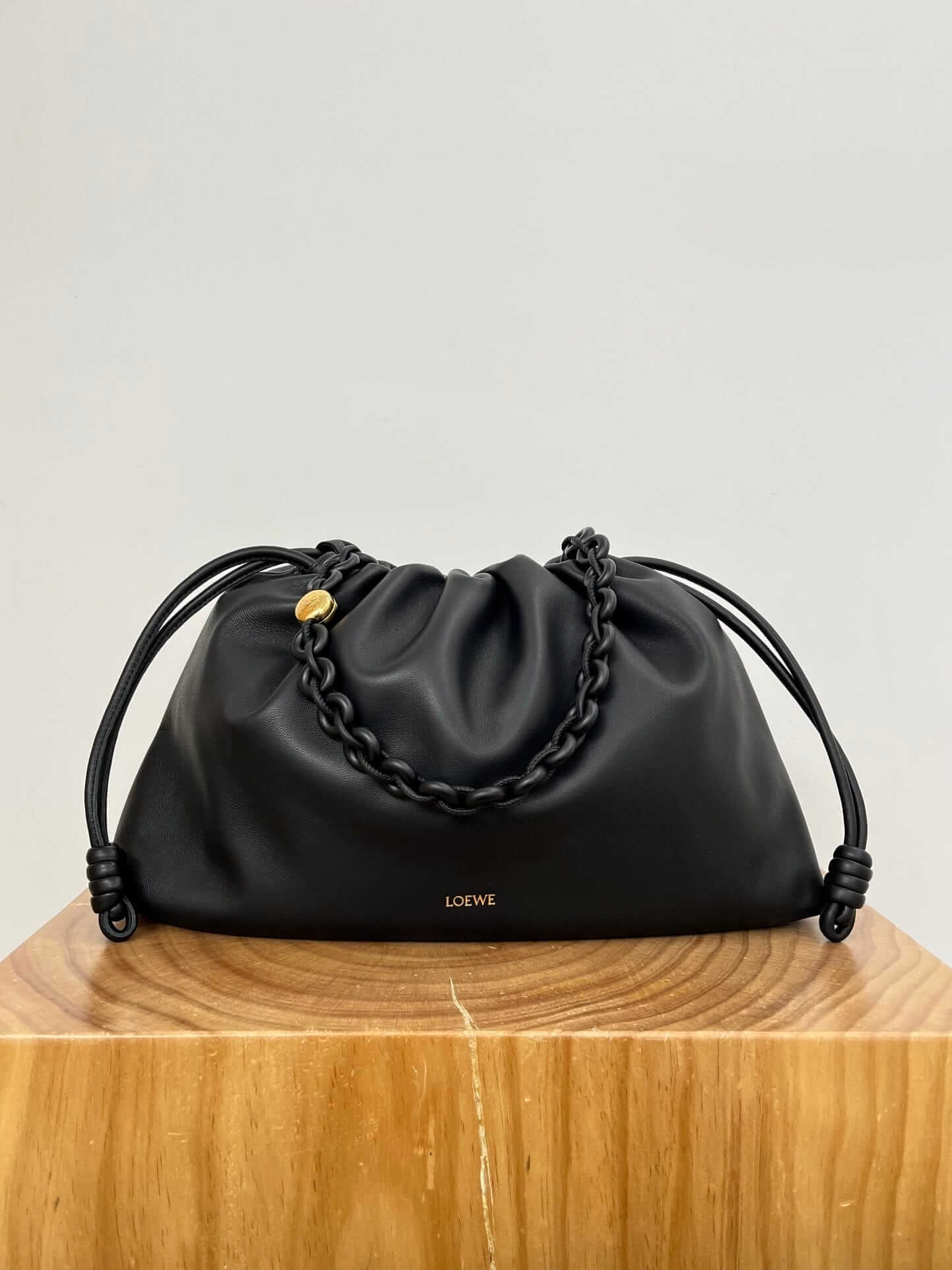 LOEWE Large Flamenco Purse Bag In Mellow Nappa Lambskin - Black