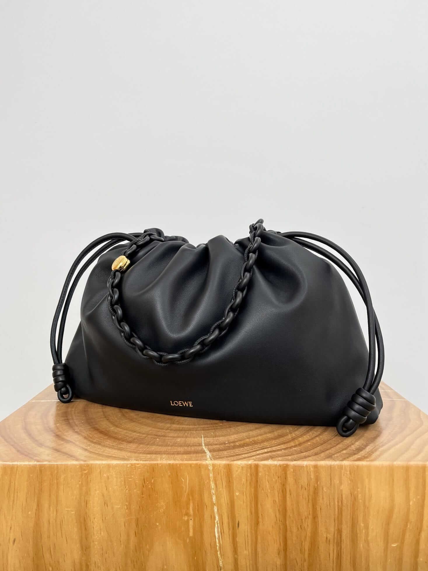 LOEWE Large Flamenco Purse Bag In Mellow Nappa Lambskin - Black