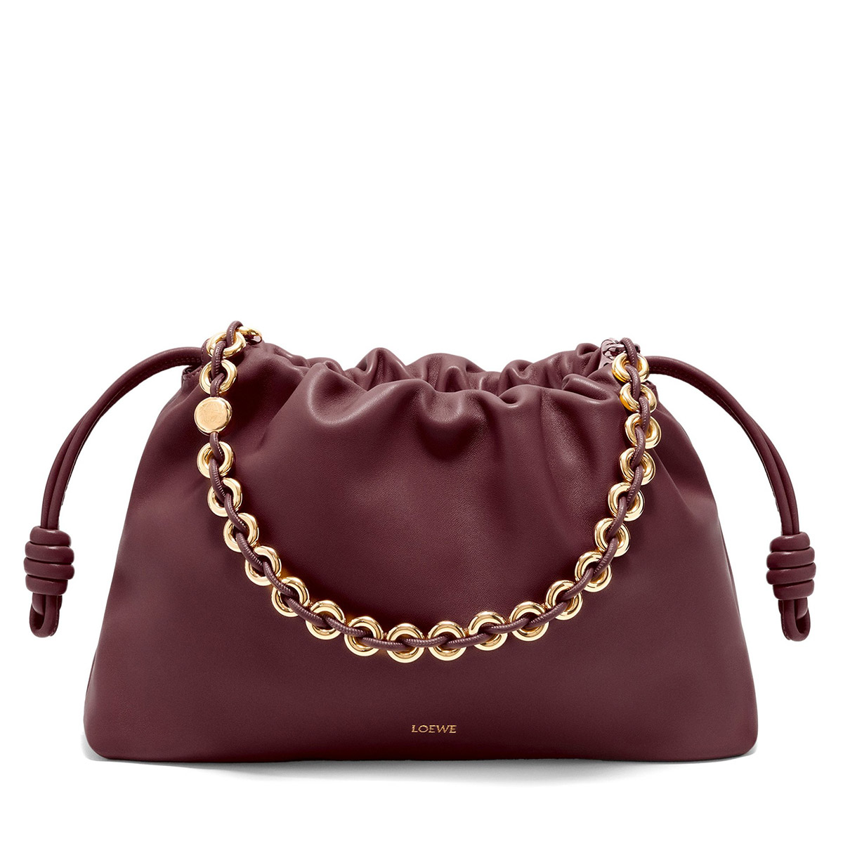 LOEWE Large Flamenco Purse Bag In Mellow Nappa Lambskin - Dark Burgundy