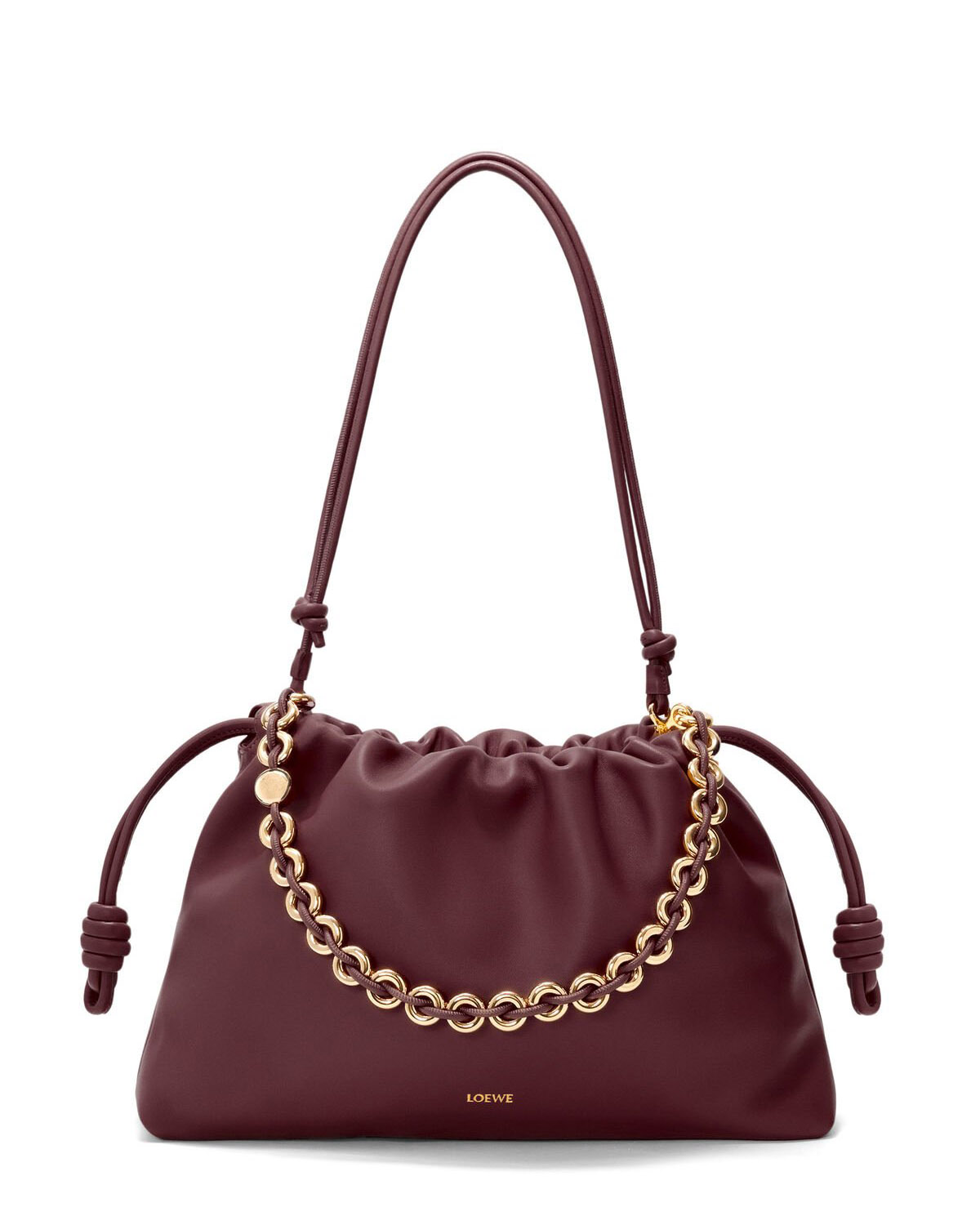 LOEWE Large Flamenco Purse Bag In Mellow Nappa Lambskin - Dark Burgundy