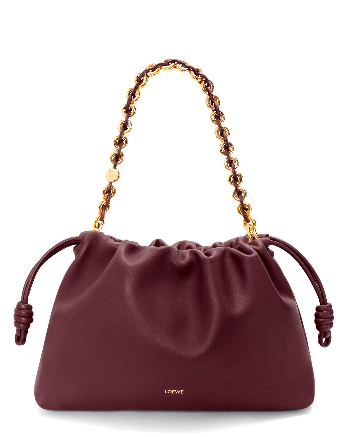 LOEWE Large Flamenco Purse Bag In Mellow Nappa Lambskin - Dark Burgundy