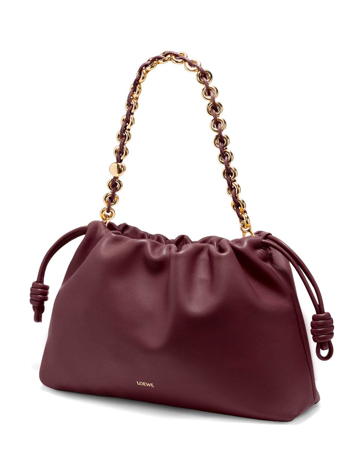 LOEWE Large Flamenco Purse Bag In Mellow Nappa Lambskin - Dark Burgundy