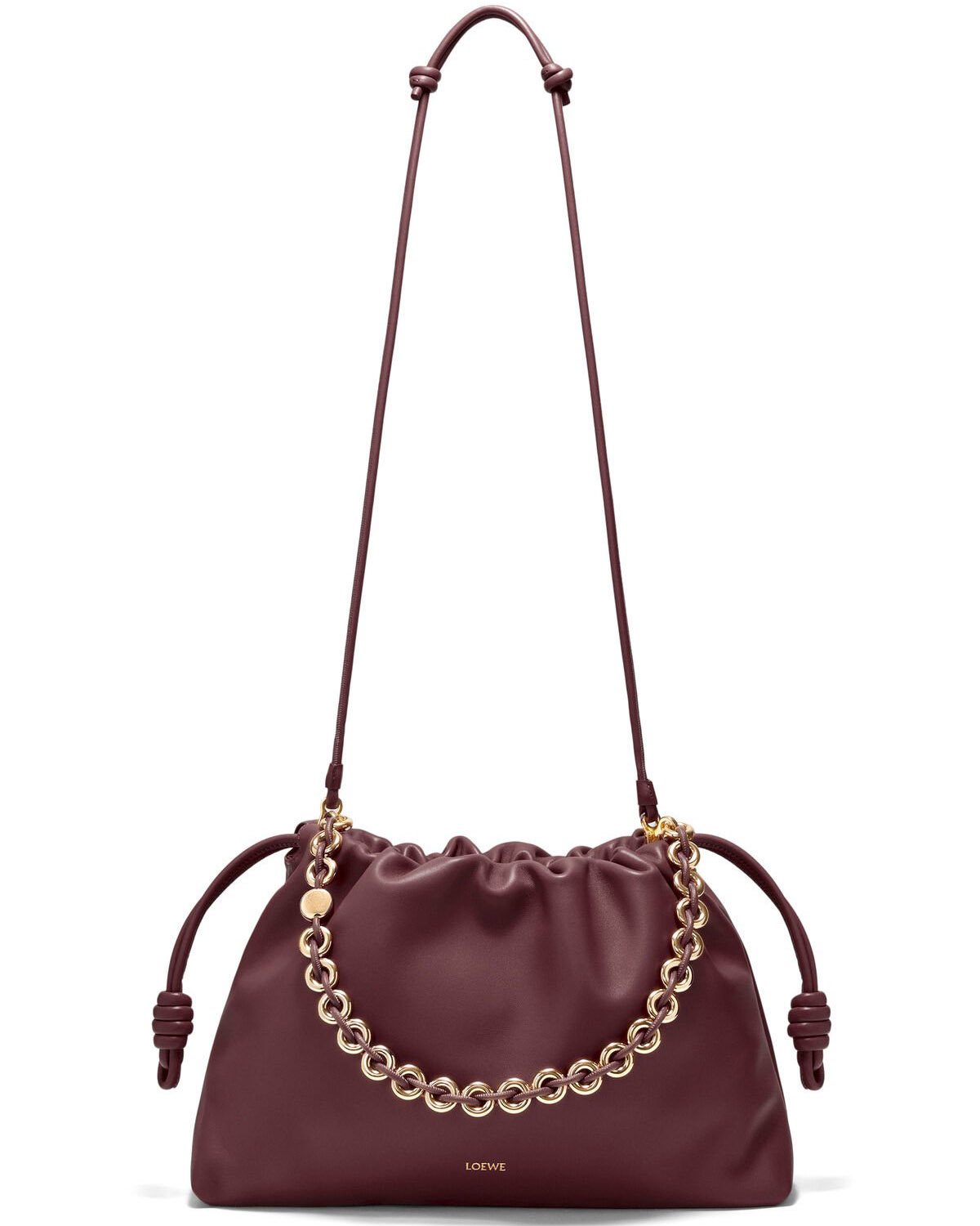 LOEWE Large Flamenco Purse Bag In Mellow Nappa Lambskin - Dark Burgundy