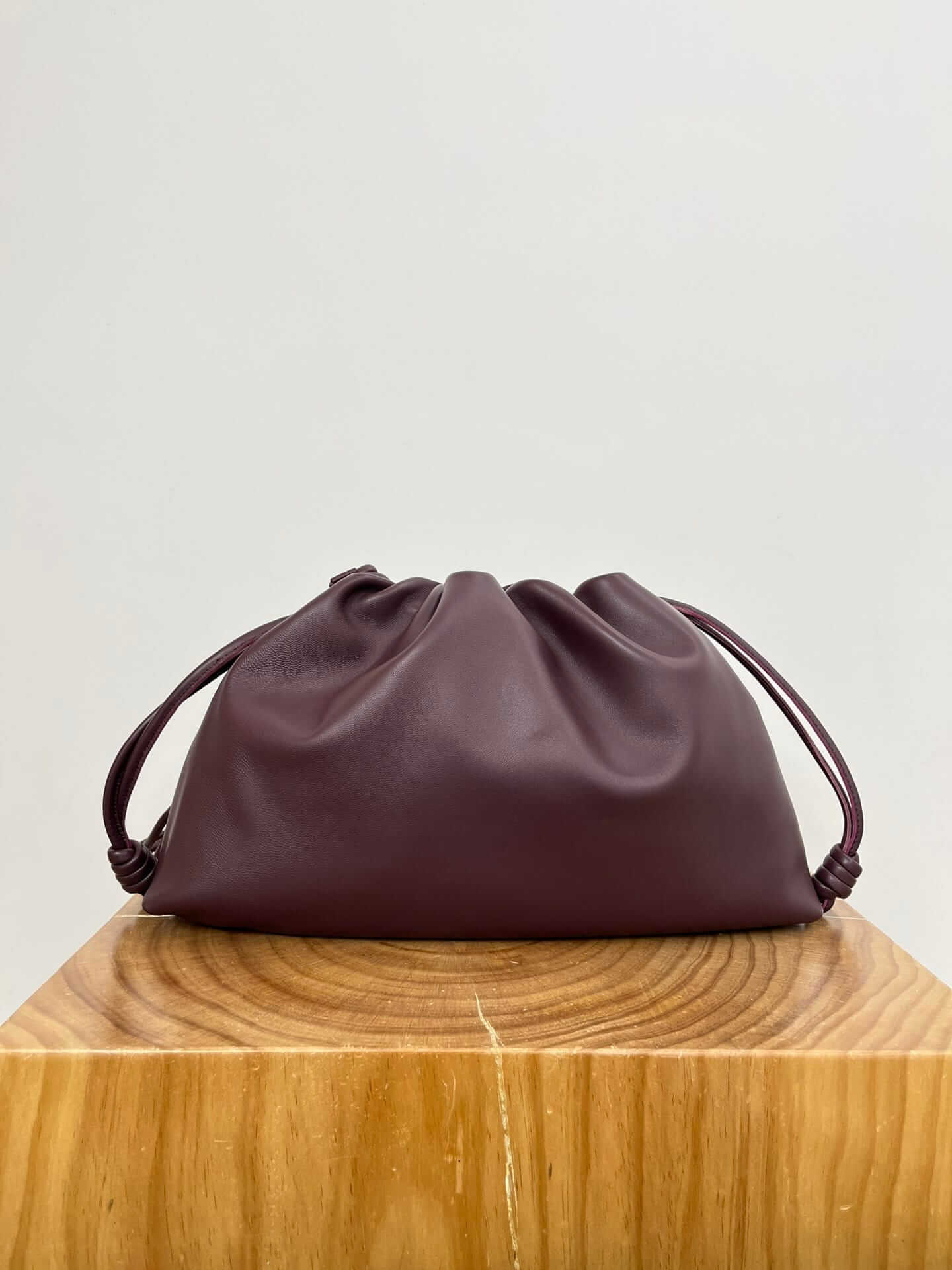 LOEWE Large Flamenco Purse Bag In Mellow Nappa Lambskin - Dark Burgundy