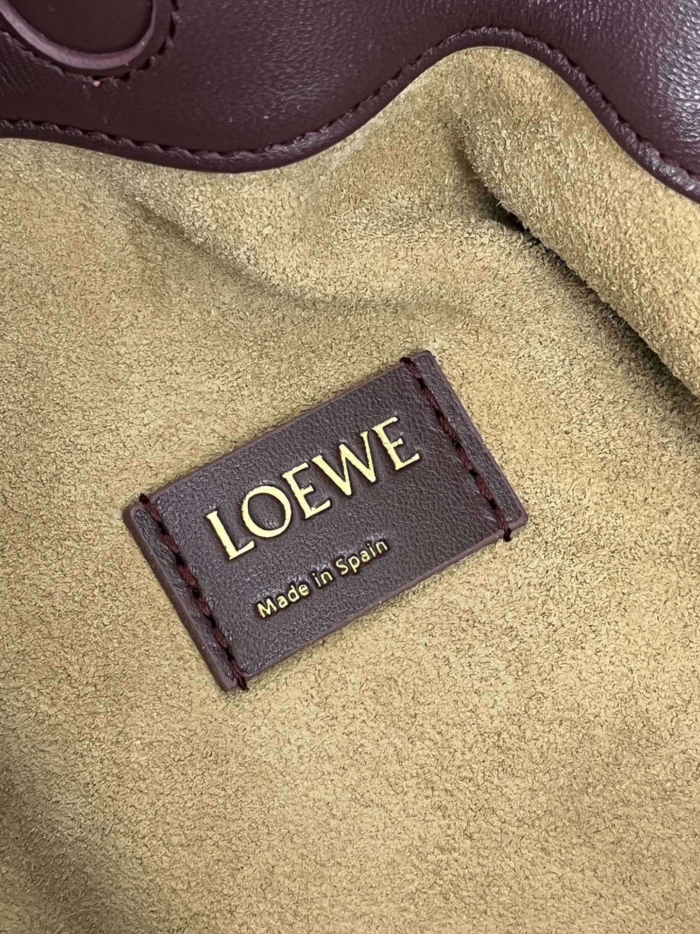 LOEWE Large Flamenco Purse Bag In Mellow Nappa Lambskin - Dark Burgundy