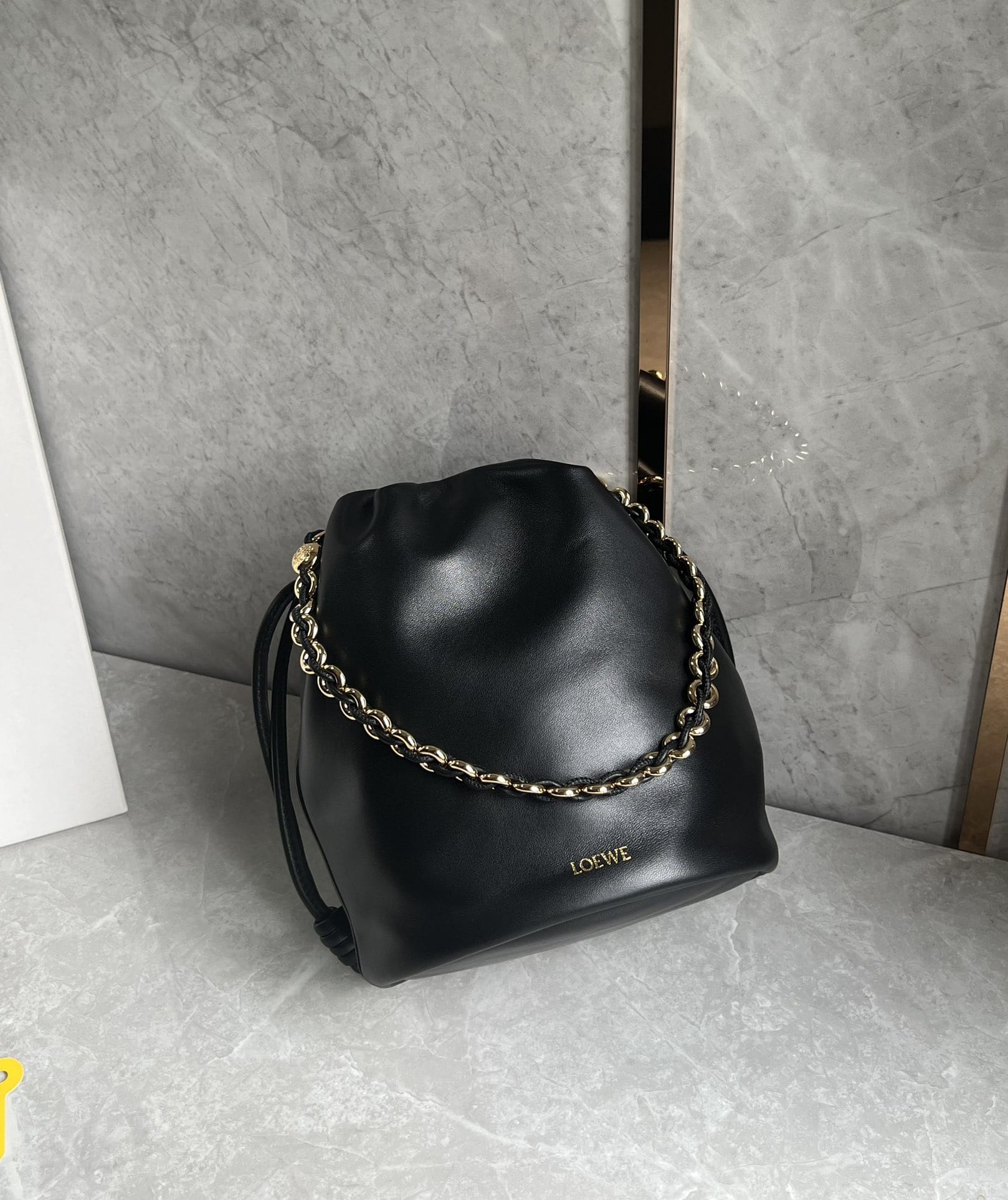 LOEWE Flamenco Purse Bucket In Mellow Nappa Lambskin - Black