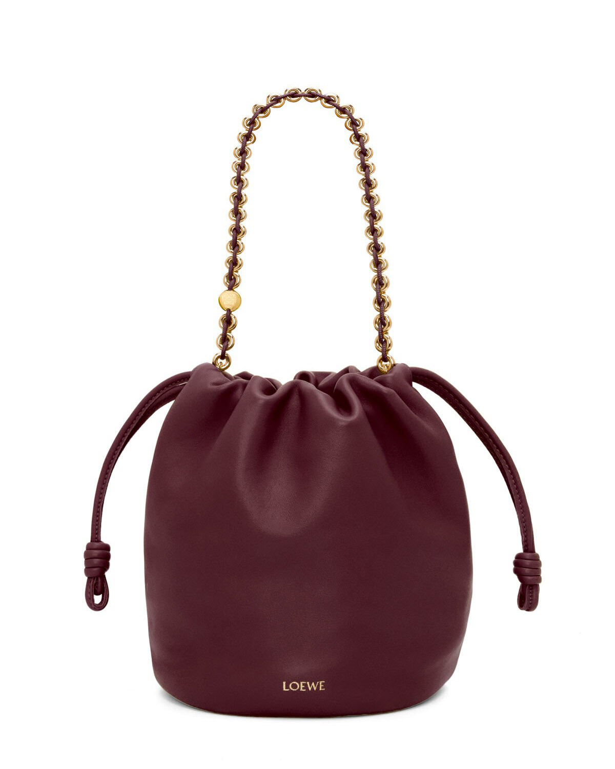 LOEWE Flamenco Purse Bucket In Mellow Nappa Lambskin - Dark Burgundy