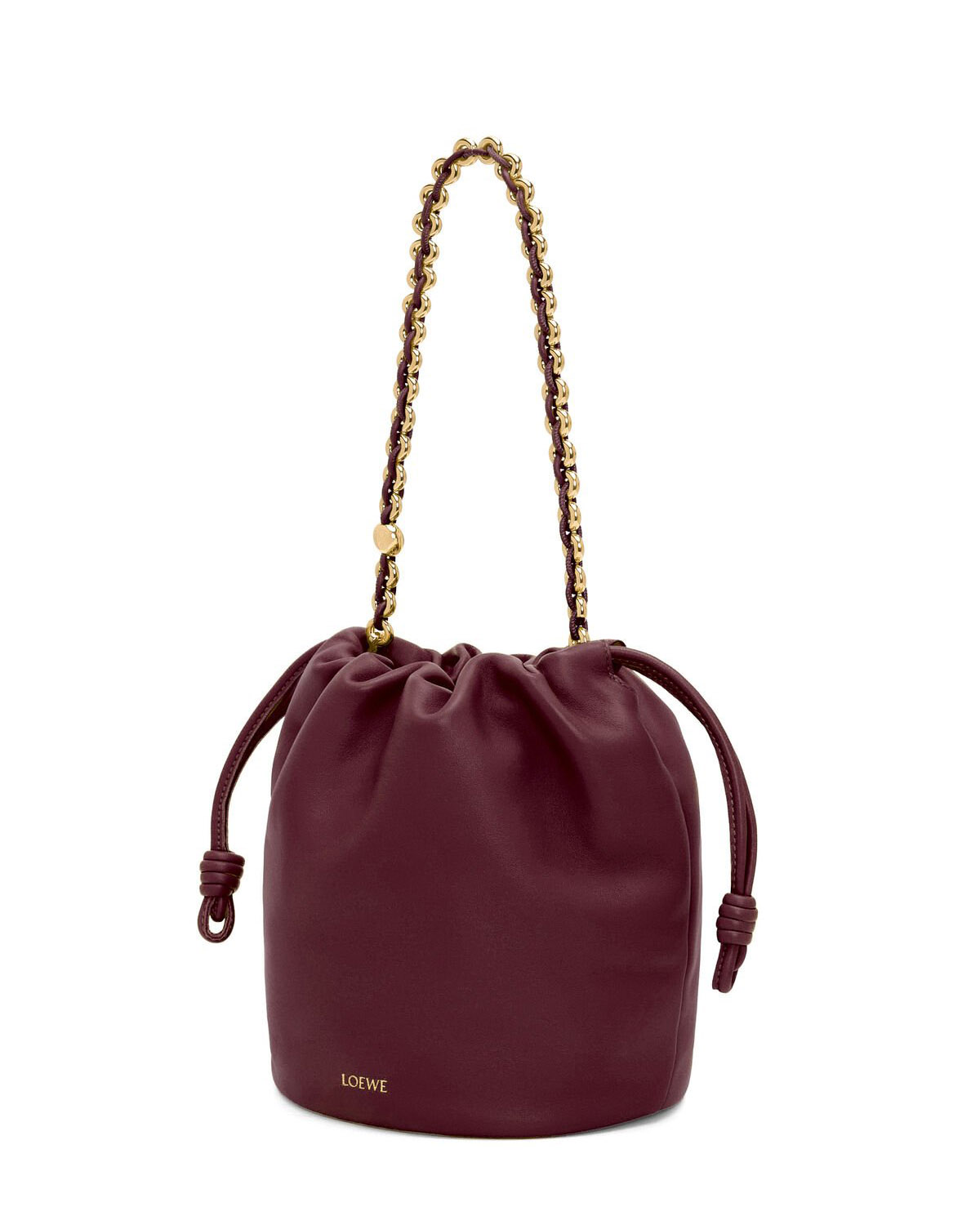 LOEWE Flamenco Purse Bucket In Mellow Nappa Lambskin - Dark Burgundy