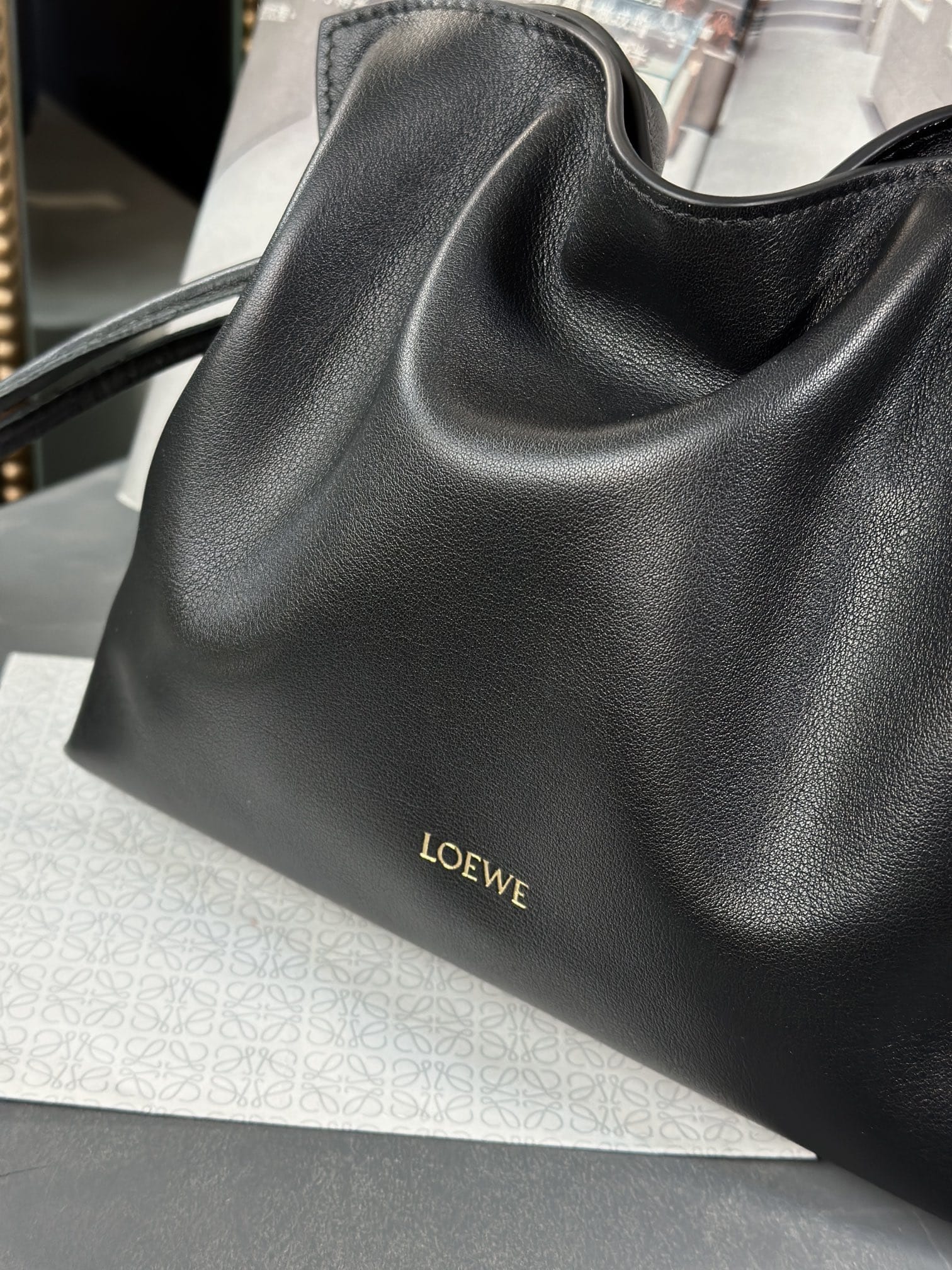 LOEWE Mini Flamenco Clutch Bag In Nappa Calfskin - Black