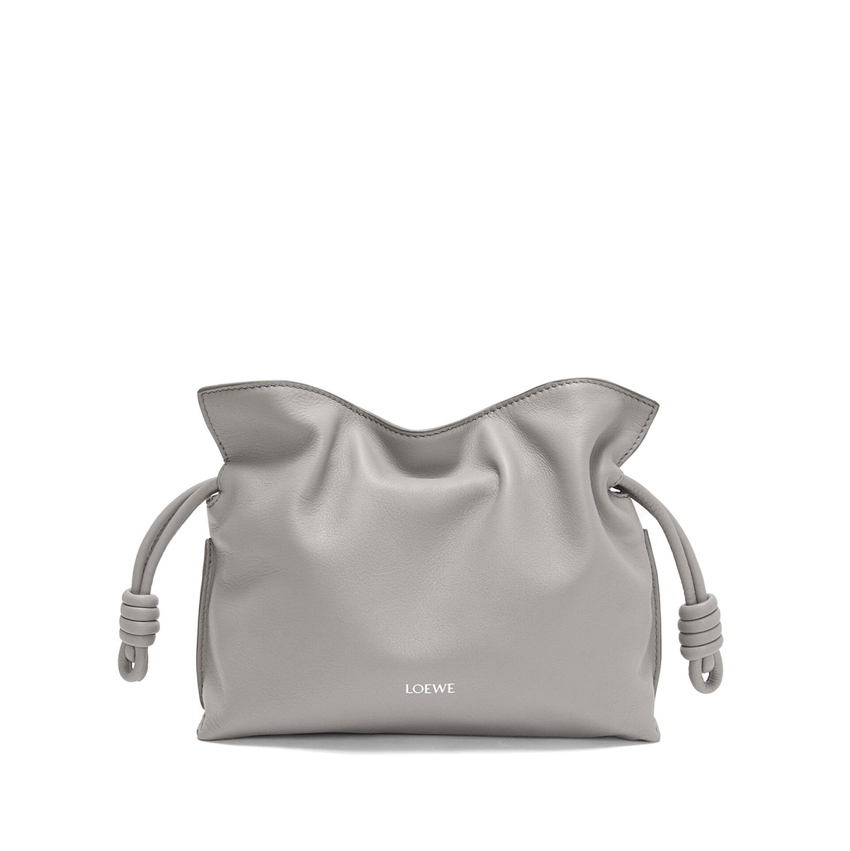 LOEWE Mini Flamenco Clutch Bag In Nappa Calfskin - Pearl Grey