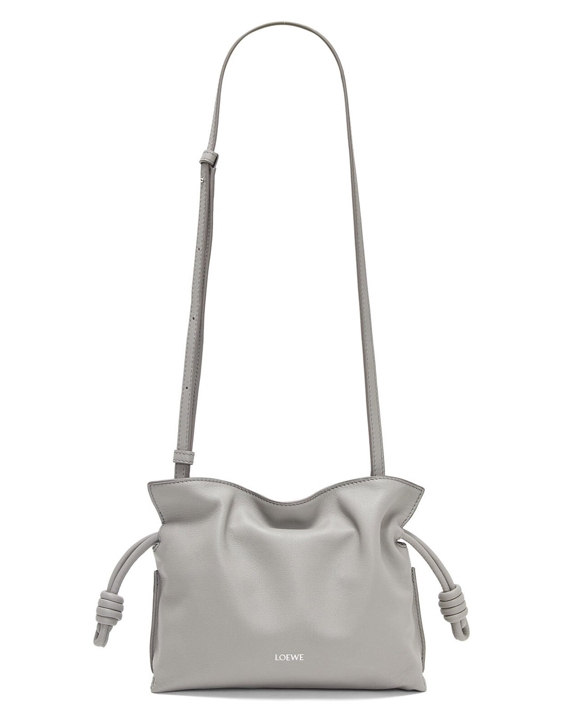 LOEWE Mini Flamenco Clutch Bag In Nappa Calfskin - Pearl Grey