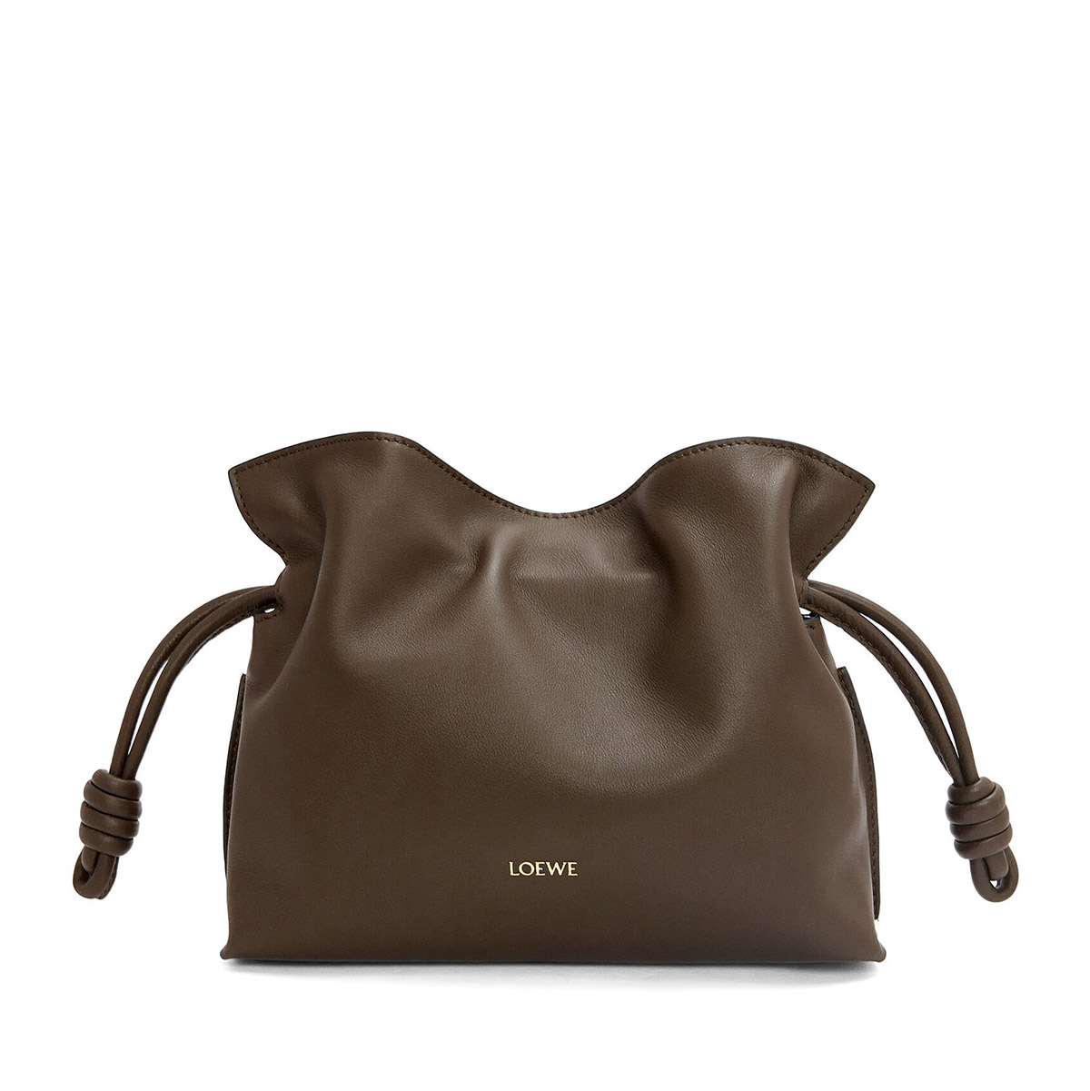 LOEWE Mini Flamenco Clutch Bag In Nappa Calfskin - Chocolate