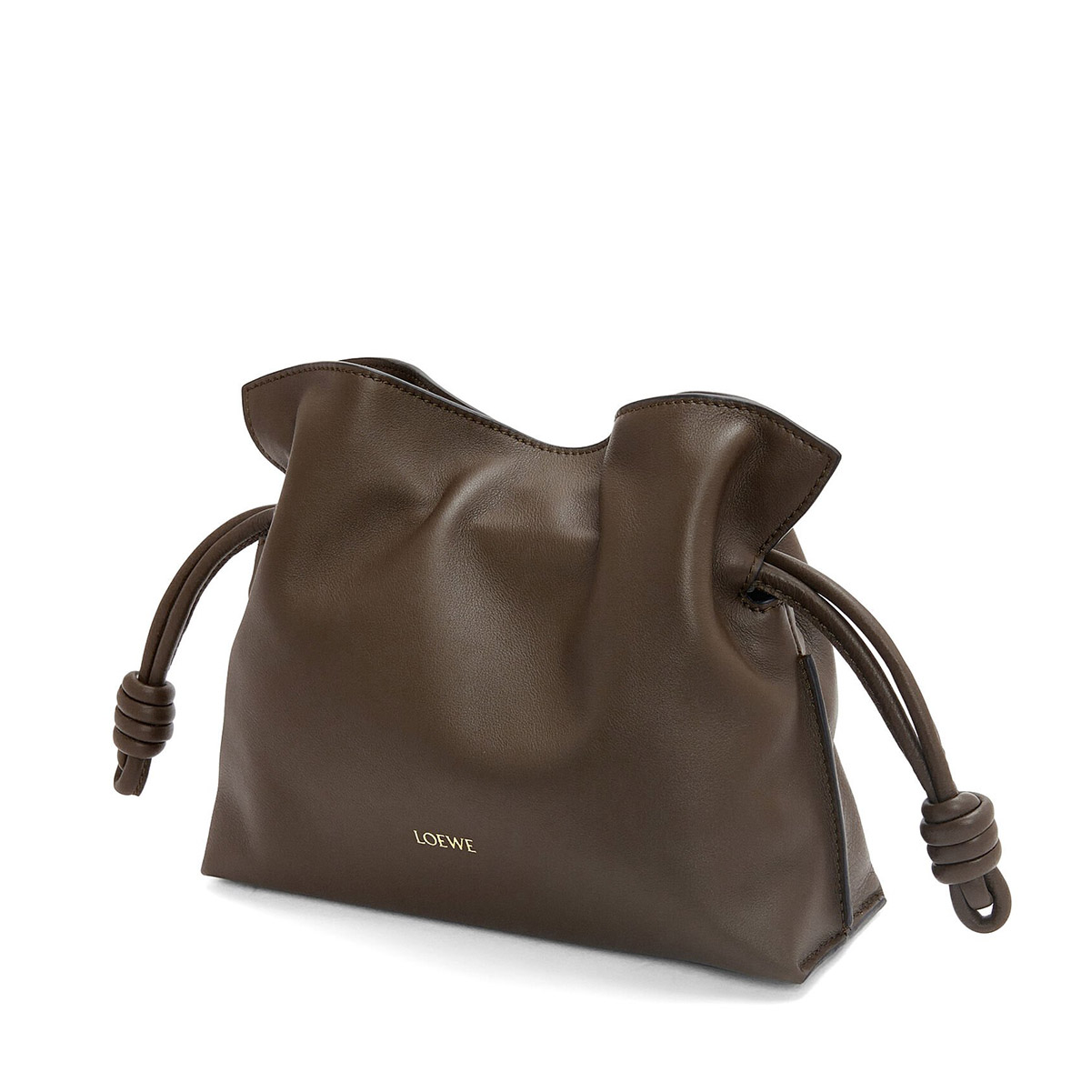 LOEWE Mini Flamenco Clutch Bag In Nappa Calfskin - Chocolate