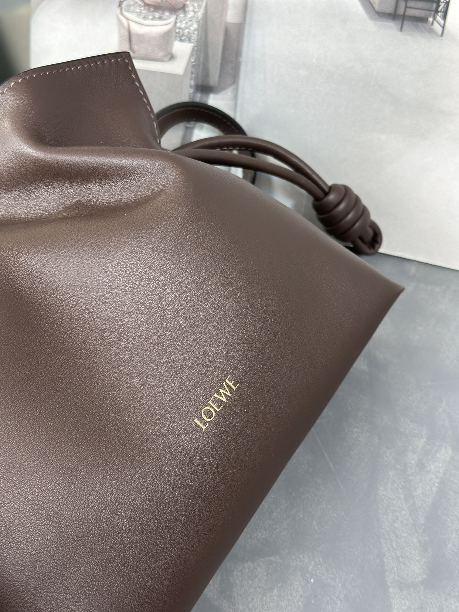 LOEWE Mini Flamenco Clutch Bag In Nappa Calfskin - Chocolate