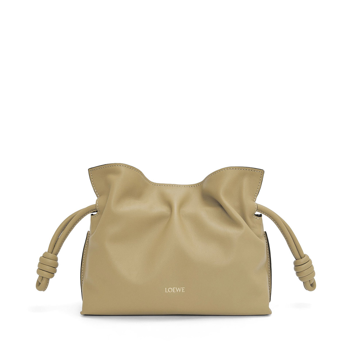 LOEWE Mini Flamenco Clutch Bag In Nappa Calfskin - Clay Green