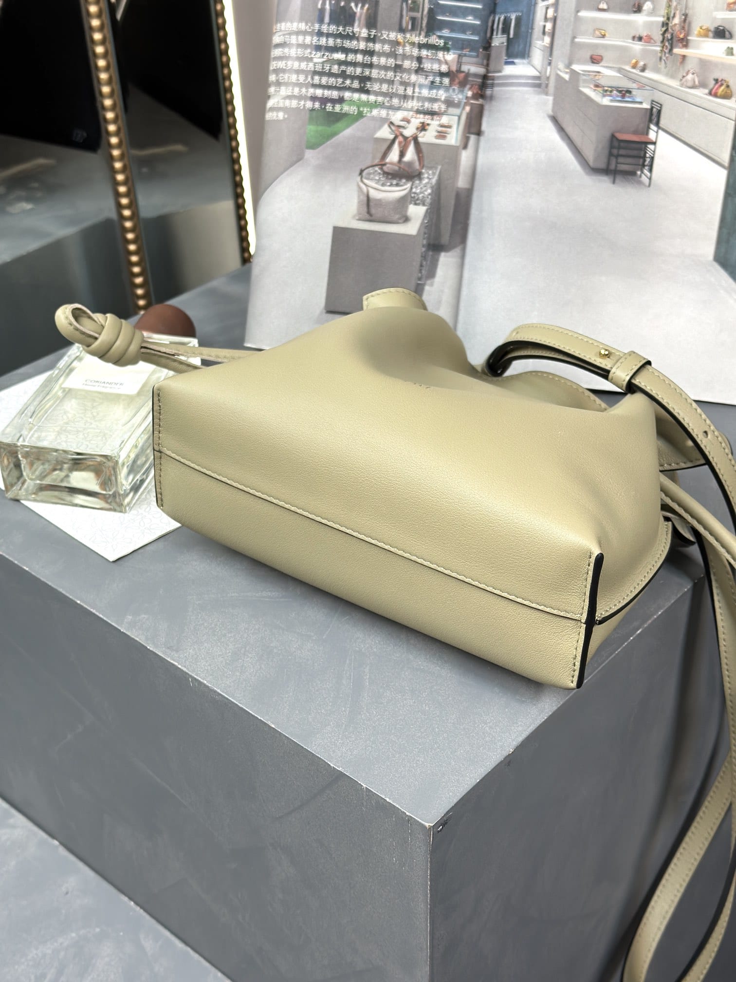 LOEWE Mini Flamenco Clutch Bag In Nappa Calfskin - Clay Green