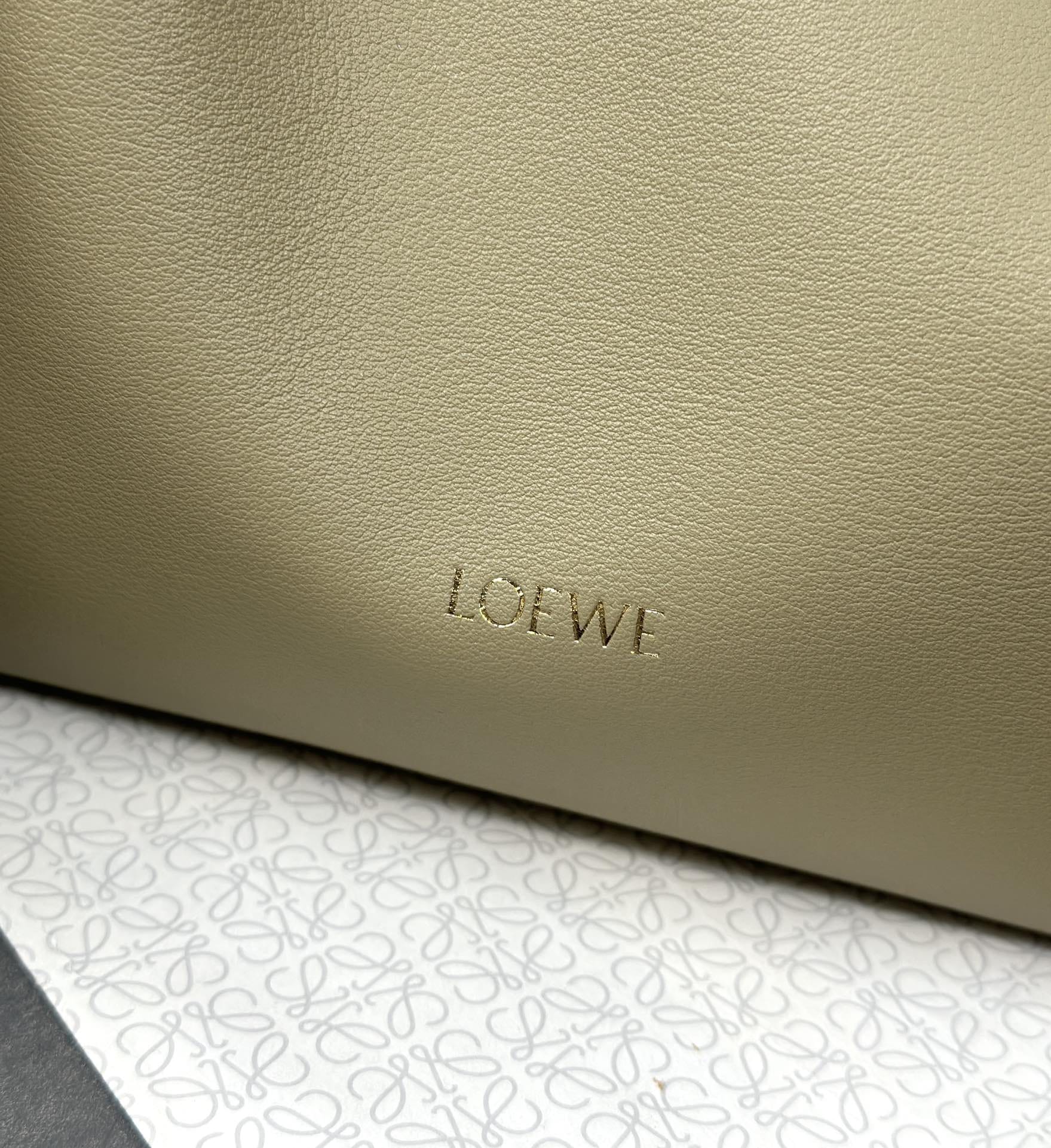 LOEWE Mini Flamenco Clutch Bag In Nappa Calfskin - Clay Green