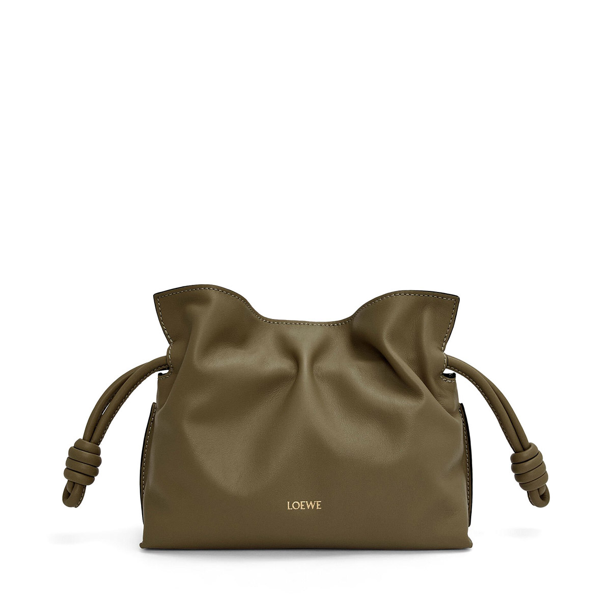 LOEWE Mini Flamenco Clutch Bag In Nappa Calfskin - Dark Khaki Green