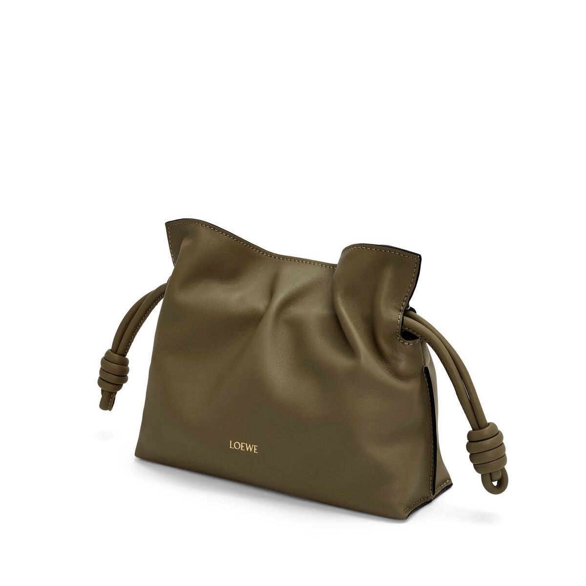 LOEWE Mini Flamenco Clutch Bag In Nappa Calfskin - Dark Khaki Green