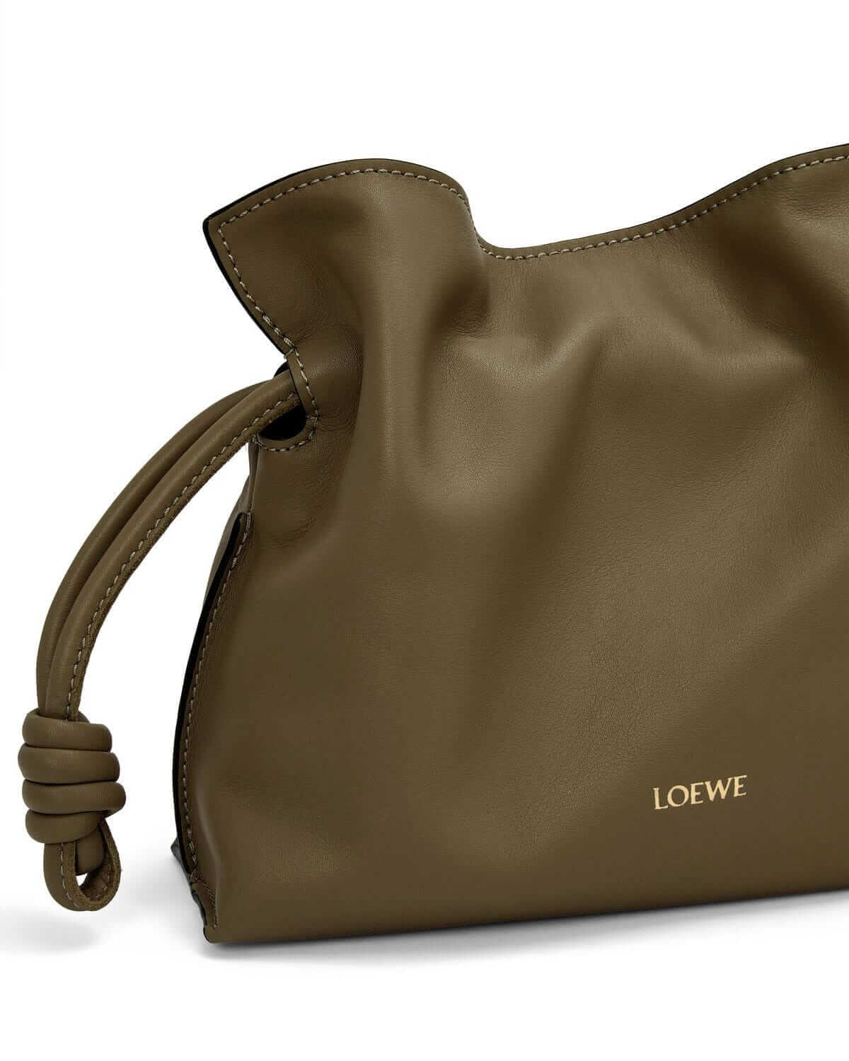 LOEWE Mini Flamenco Clutch Bag In Nappa Calfskin - Dark Khaki Green