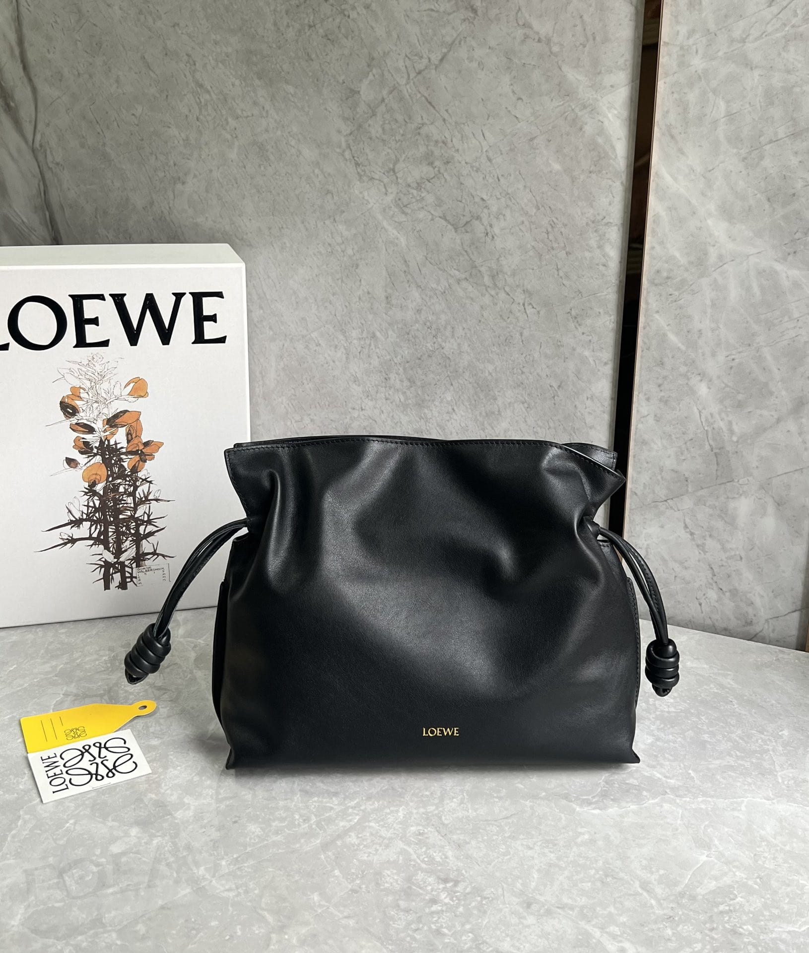 LOEWE Medium Flamenco Clutch Bag In Nappa Calfskin - Black