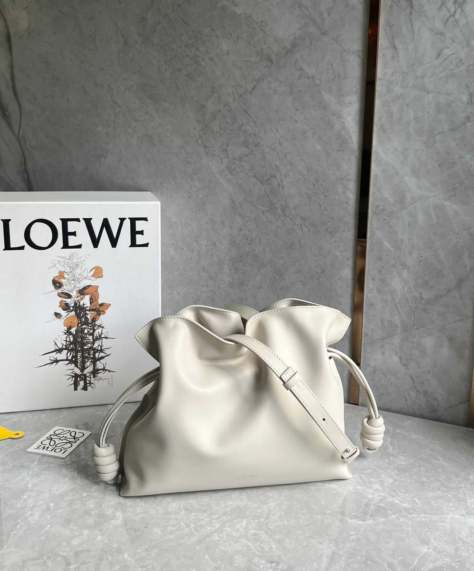 LOEWE Medium Flamenco Clutch Bag In Nappa Calfskin - Sea Salt