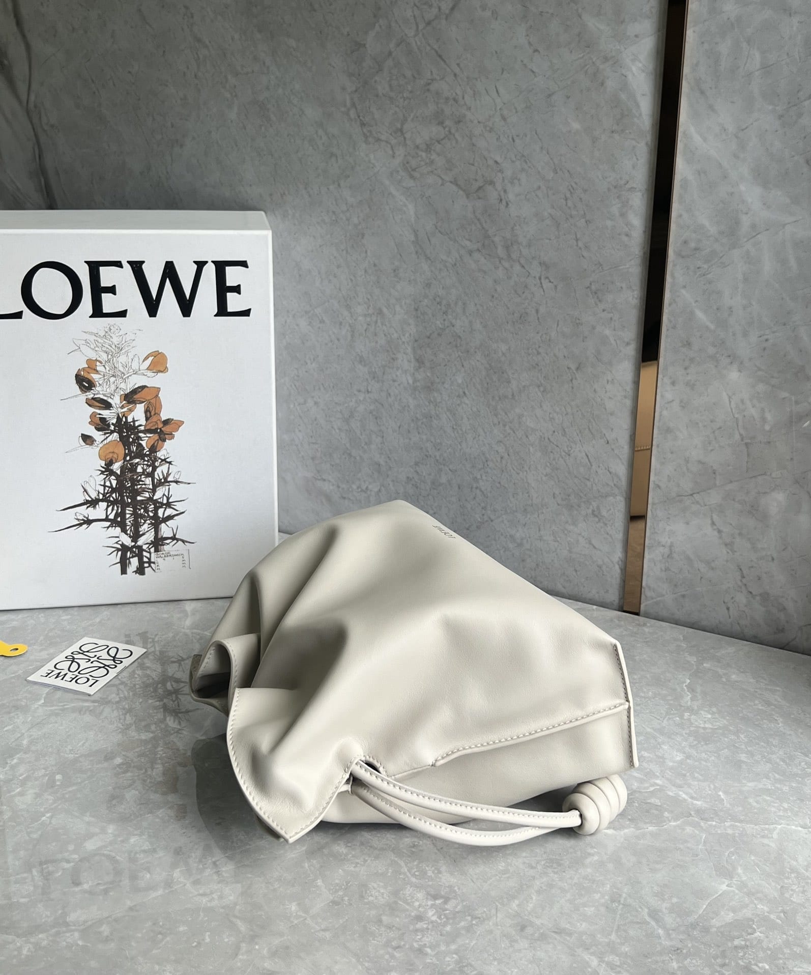 LOEWE Medium Flamenco Clutch Bag In Nappa Calfskin - Sea Salt