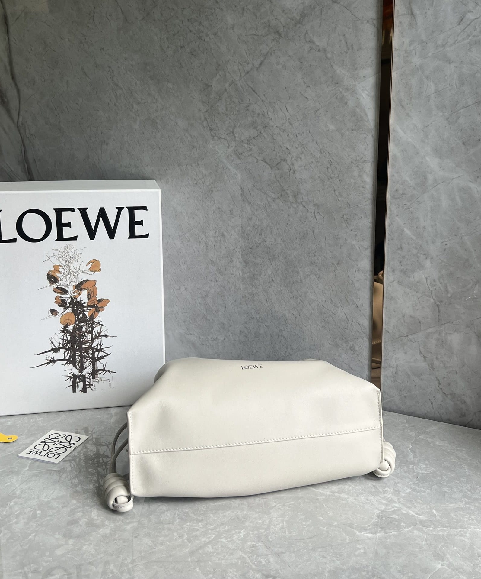 LOEWE Medium Flamenco Clutch Bag In Nappa Calfskin - Sea Salt