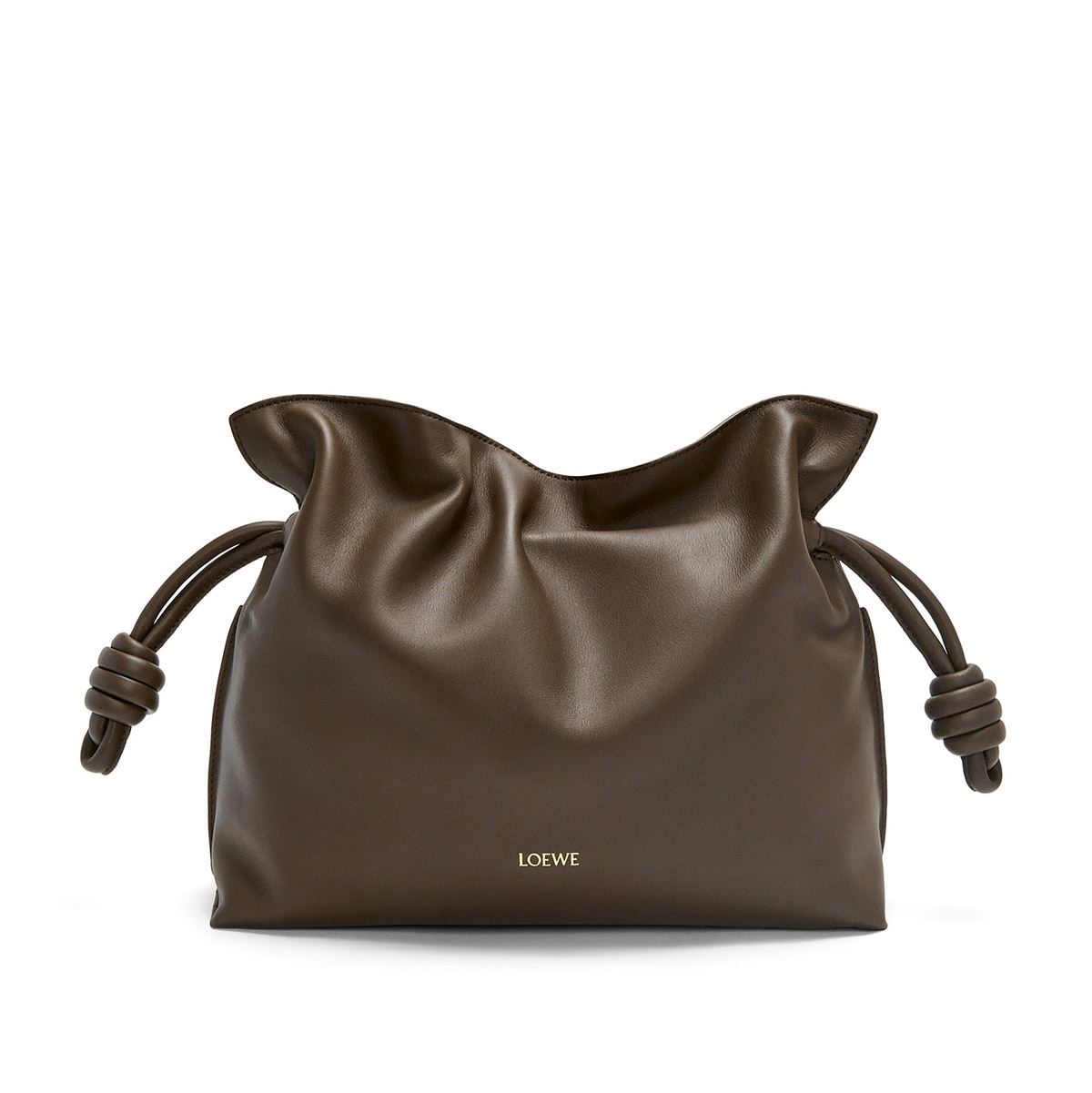 LOEWE Medium Flamenco Clutch Bag In Nappa Calfskin - Chocolate