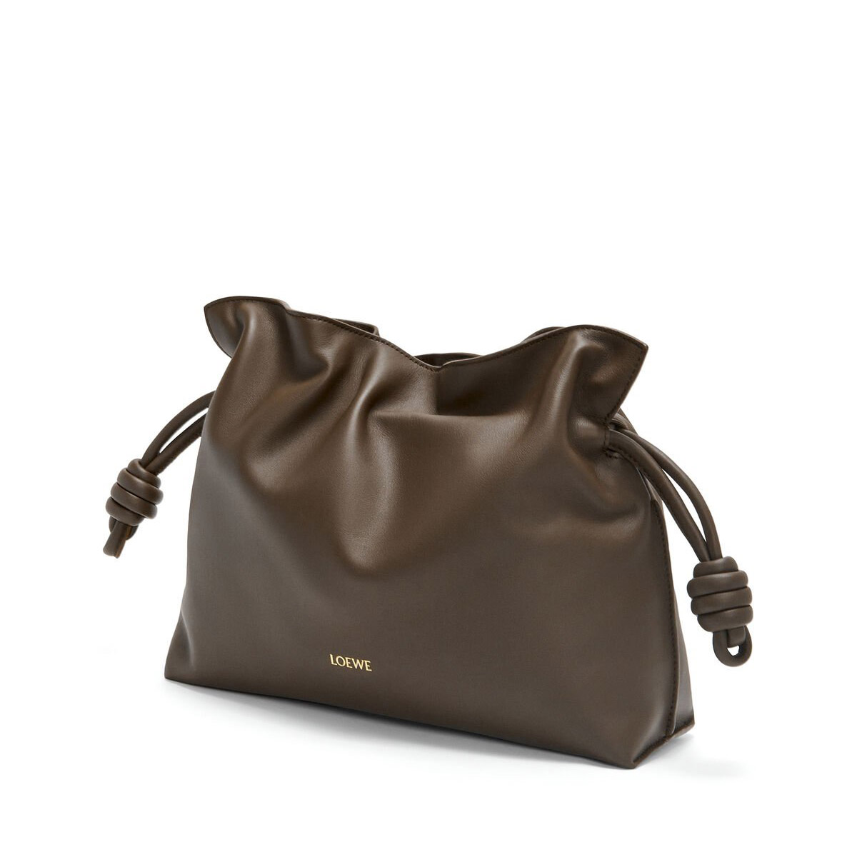 LOEWE Medium Flamenco Clutch Bag In Nappa Calfskin - Chocolate