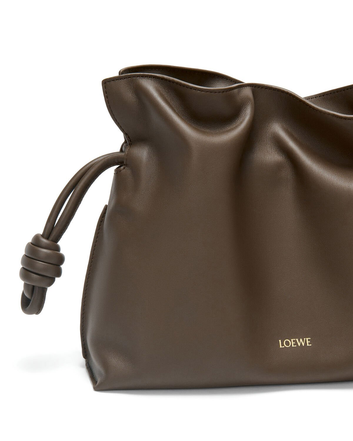 LOEWE Medium Flamenco Clutch Bag In Nappa Calfskin - Chocolate