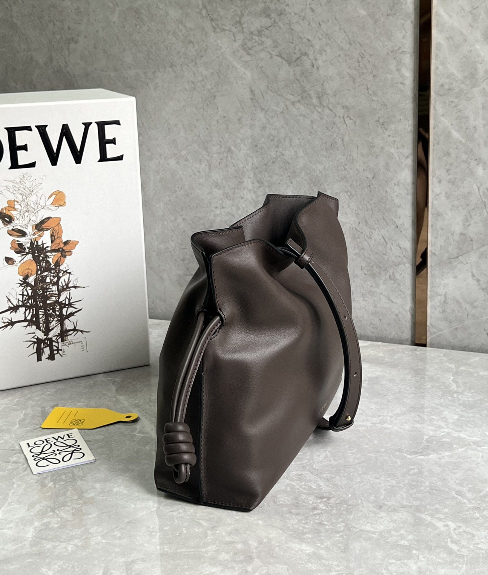 LOEWE Medium Flamenco Clutch Bag In Nappa Calfskin - Chocolate