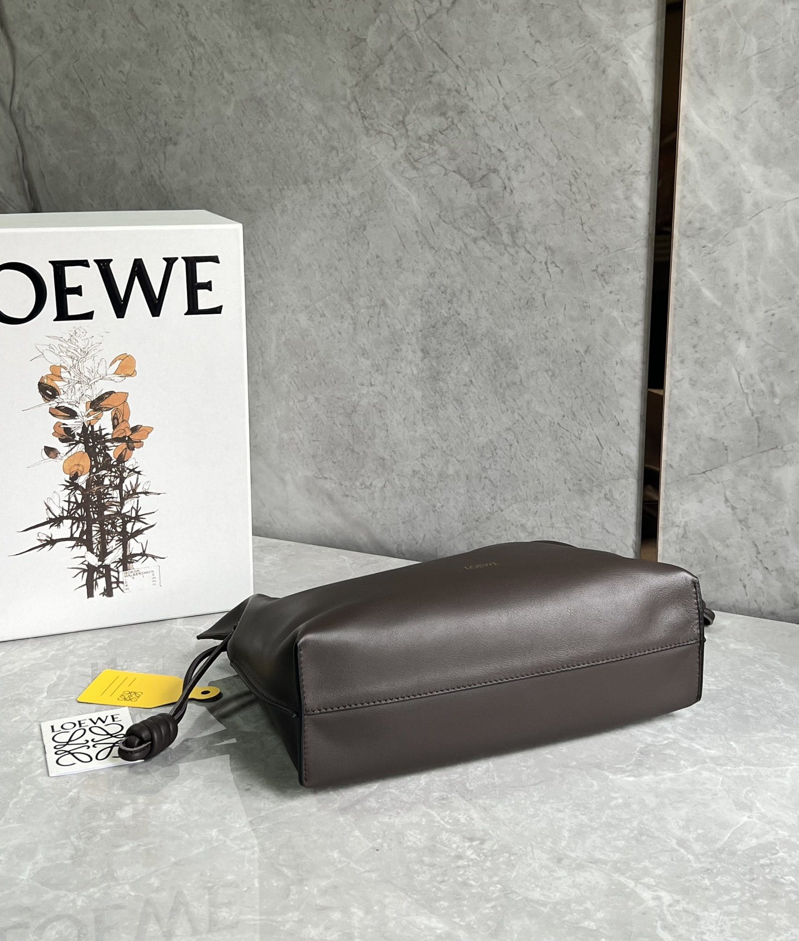 LOEWE Medium Flamenco Clutch Bag In Nappa Calfskin - Chocolate