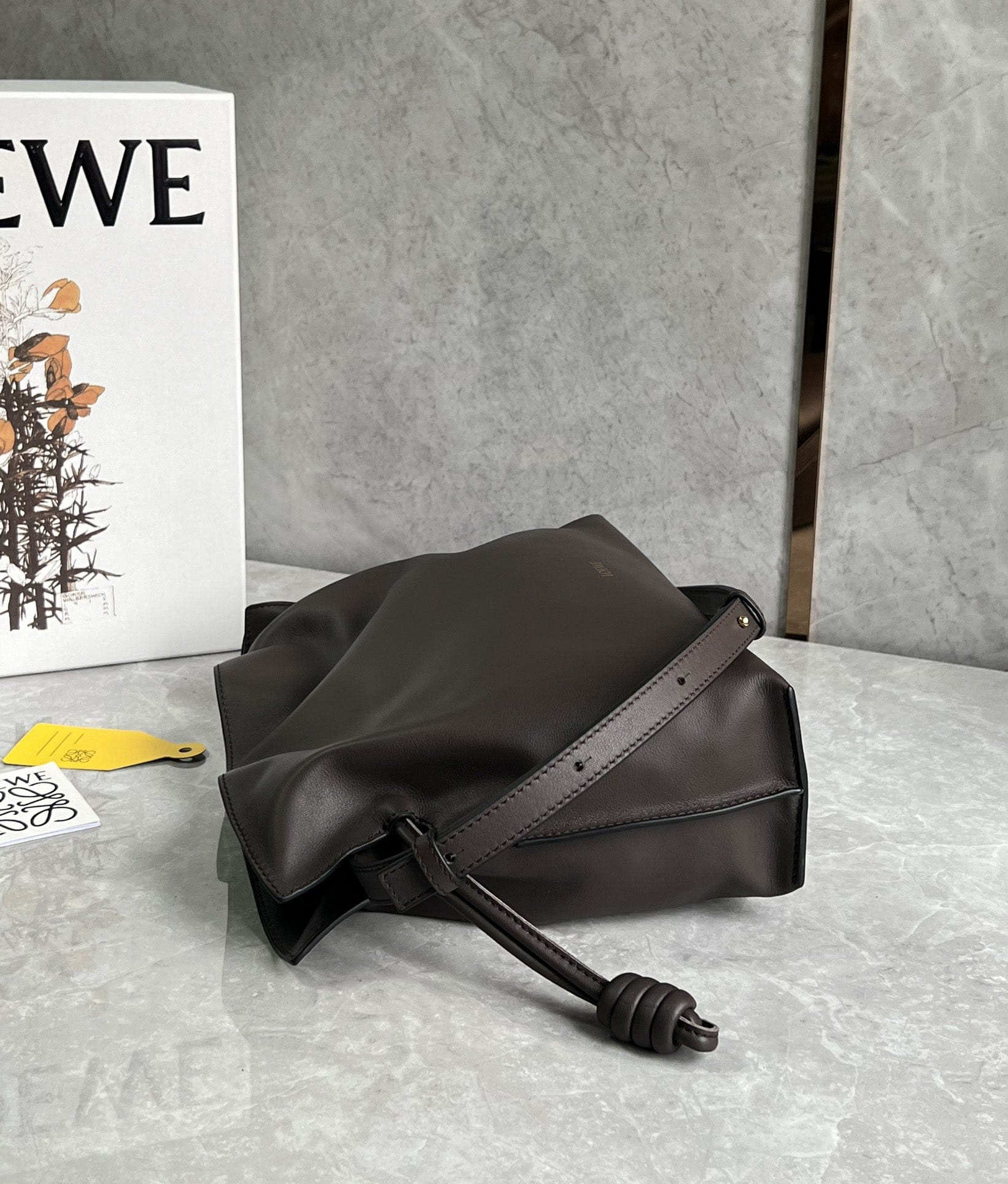 LOEWE Medium Flamenco Clutch Bag In Nappa Calfskin - Chocolate