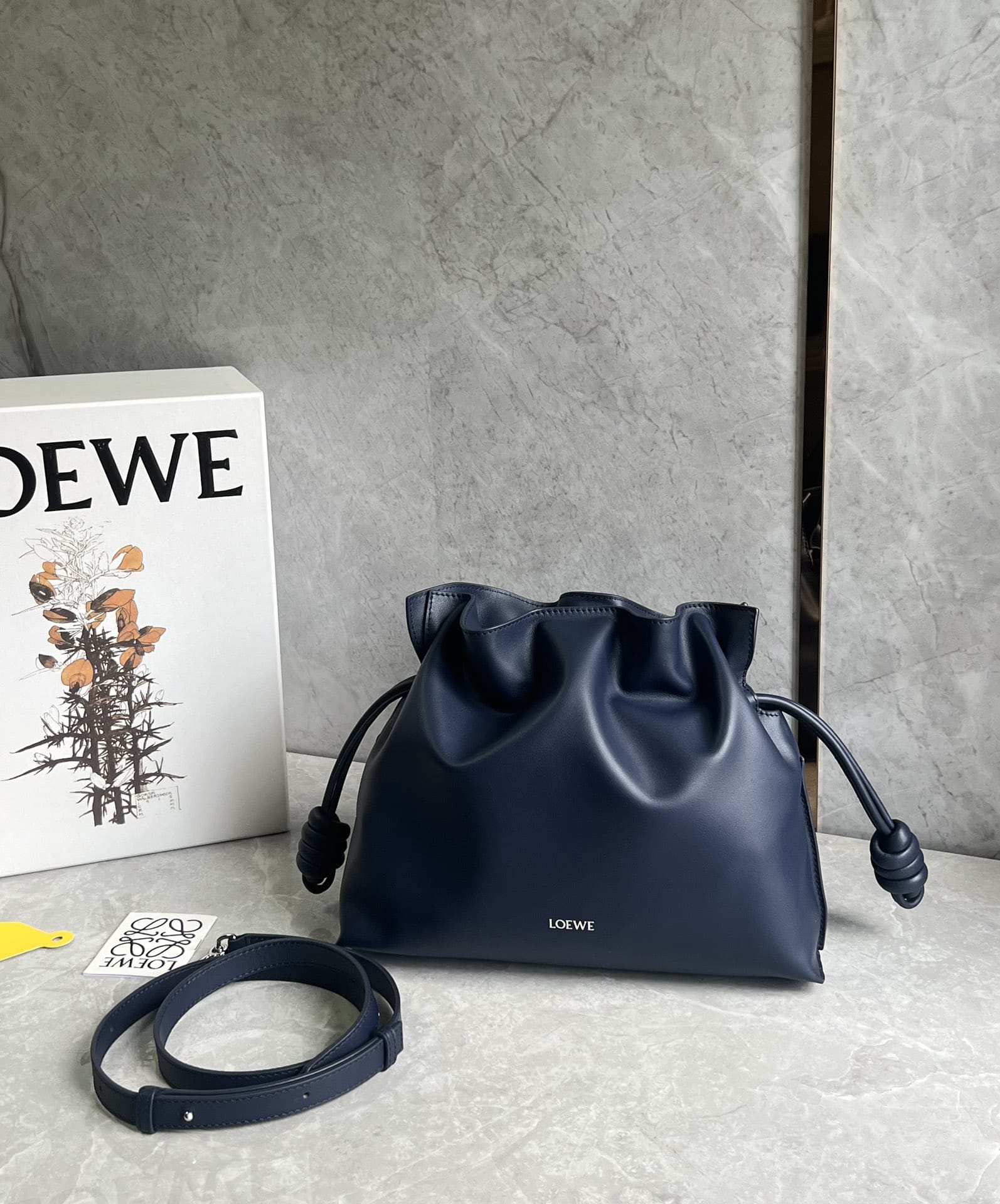 LOEWE Medium Flamenco Clutch Bag In Nappa Calfskin - Abyss Blue