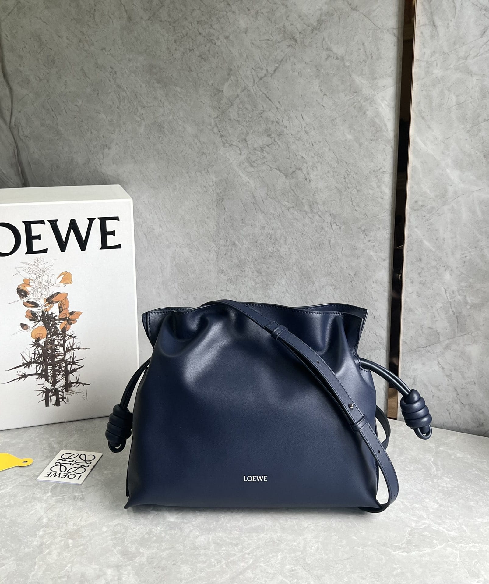 LOEWE Medium Flamenco Clutch Bag In Nappa Calfskin - Abyss Blue